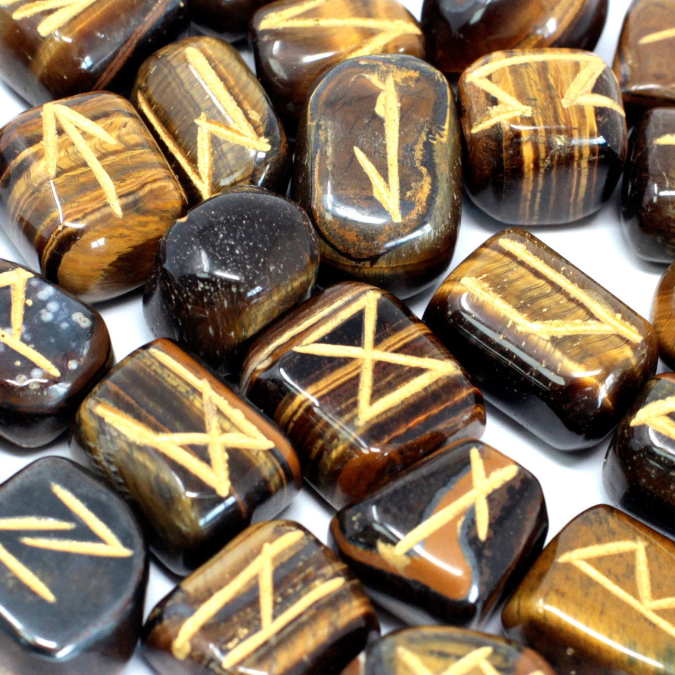 Rune Stone Set - Natural Tiger Eye Stone Runes - 25 Pieces