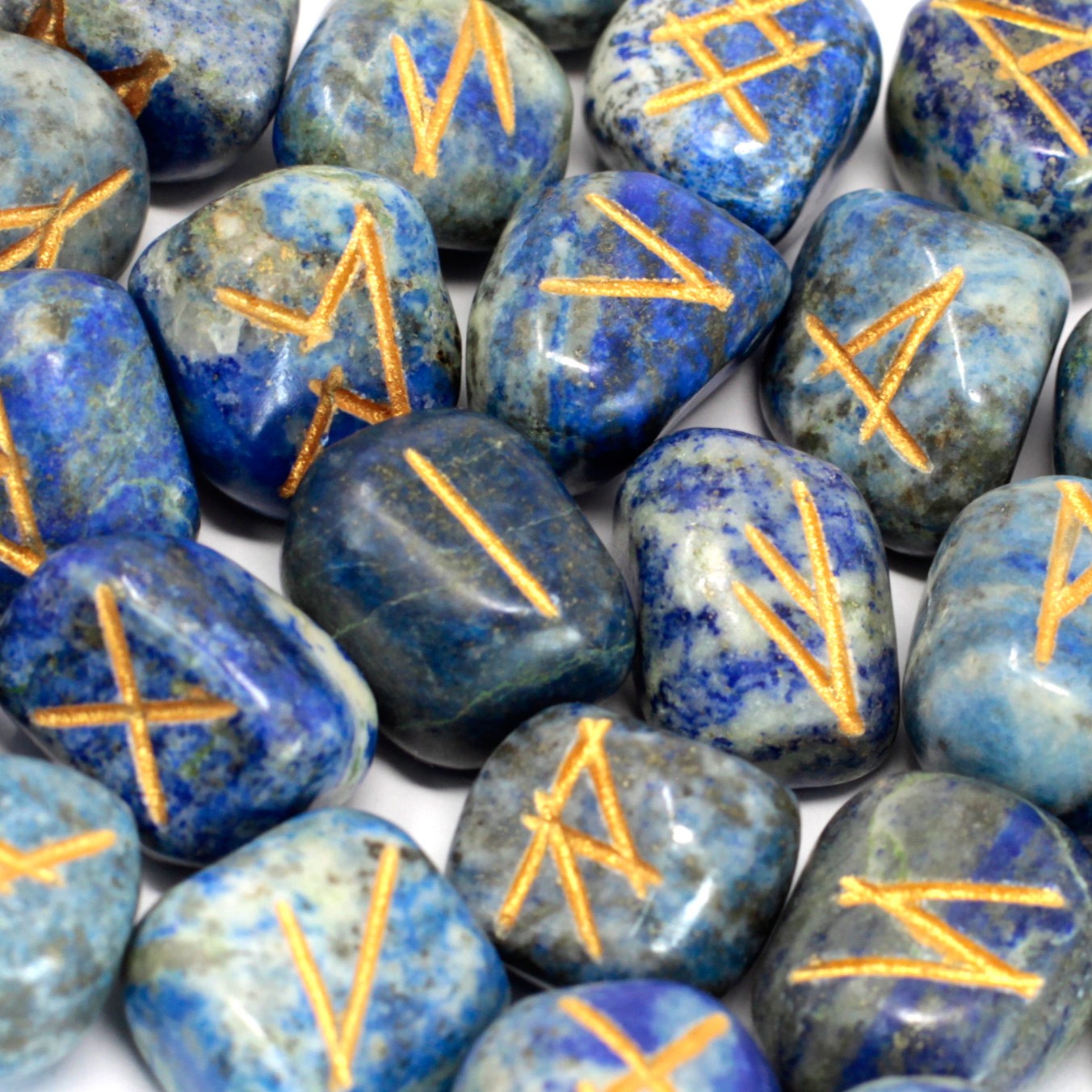 Rune Stone Set - Natural Lapis Lazuli Stone Runes - 25 Pieces