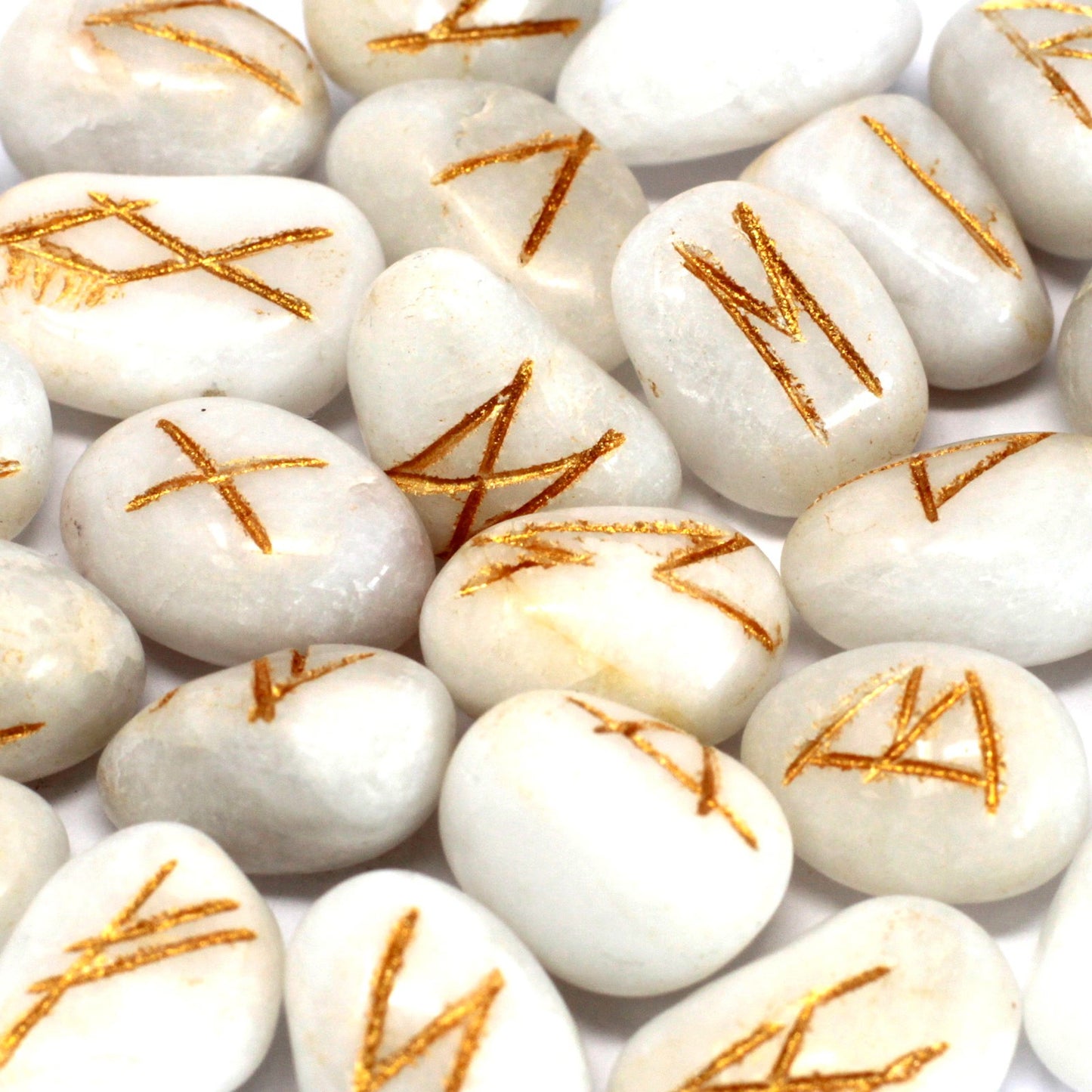 Rune Stone Set - Natural White Agate Stone Runes - 25 Pieces