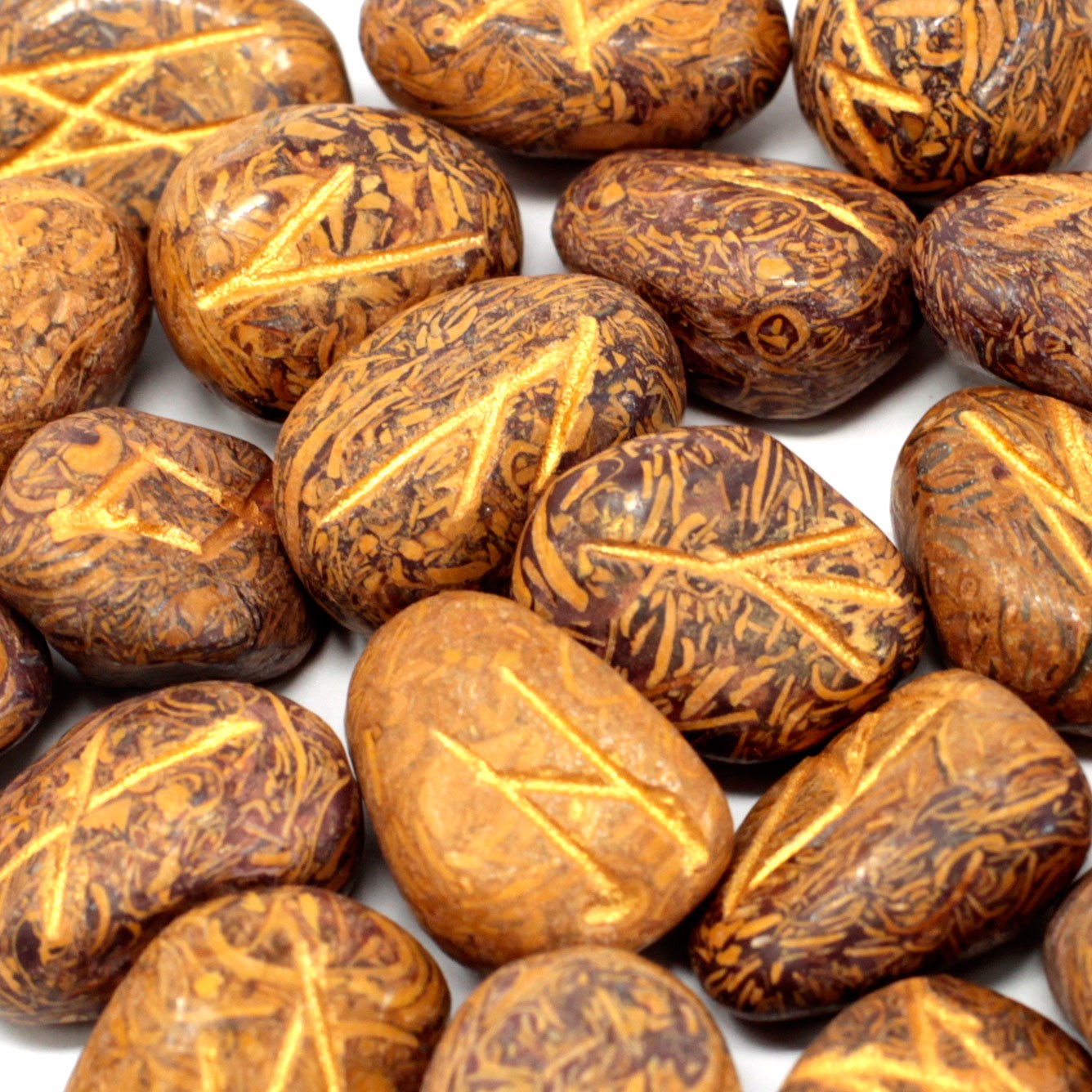 Rune Stone Set - Natural Snake Jasper Stone Runes - 25 Pieces