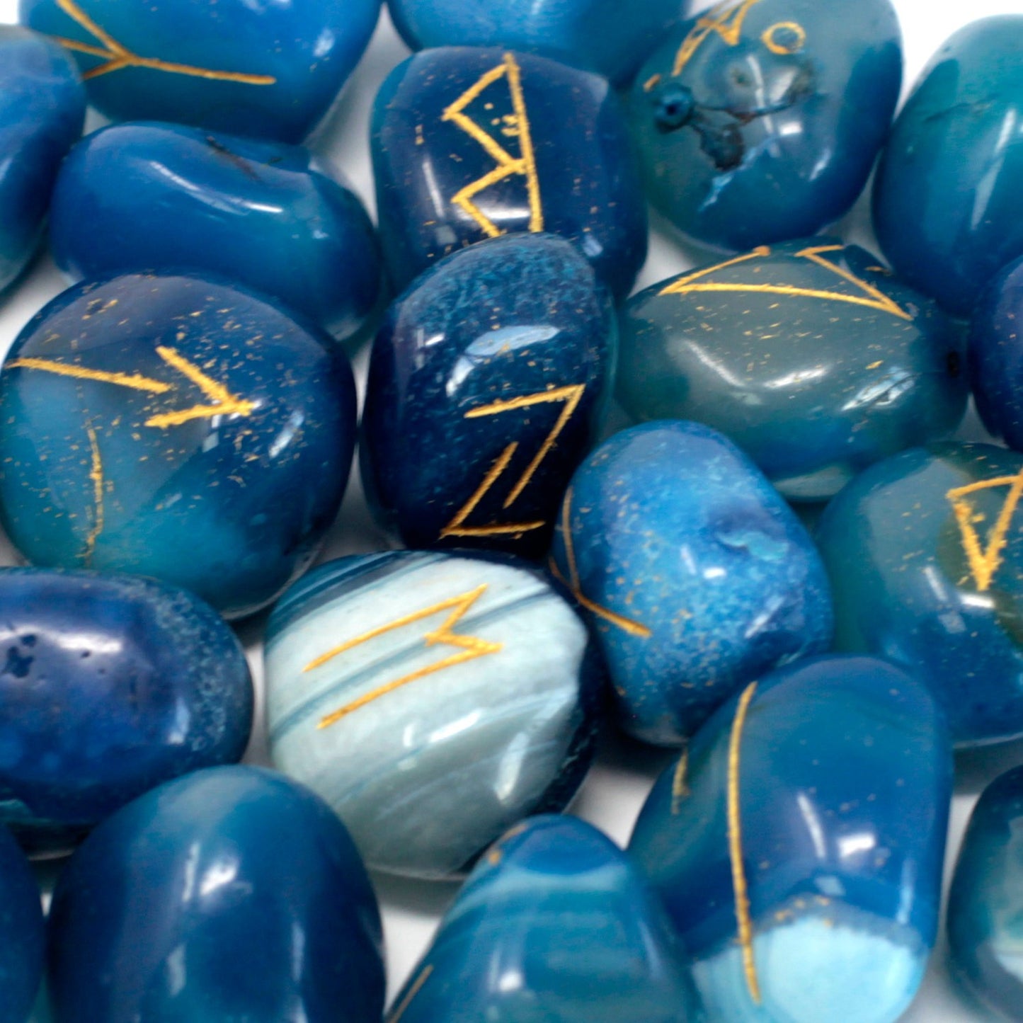 Rune Stone Set - Natural Blue Onyx Stone Runes - 25 Pieces