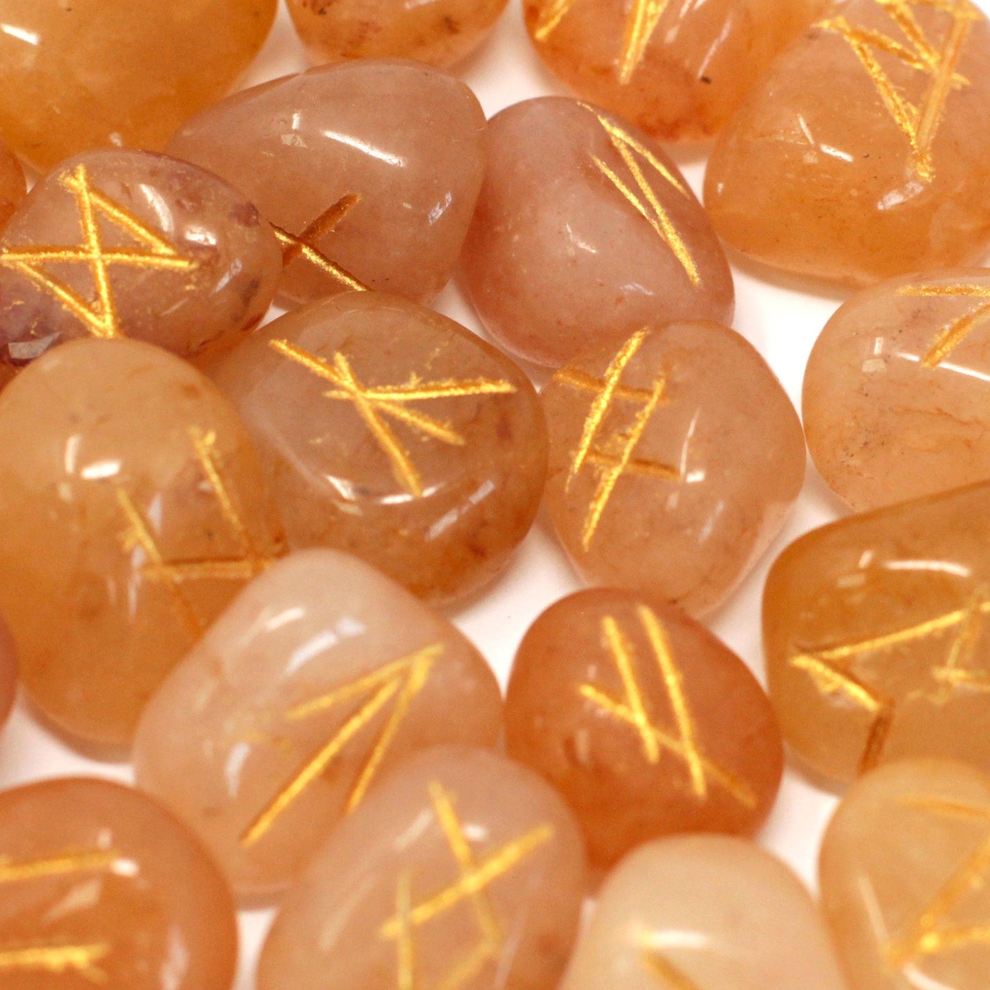 Rune Stone Set - Natural Yellow Aventurine Stone Runes - 25 Pieces