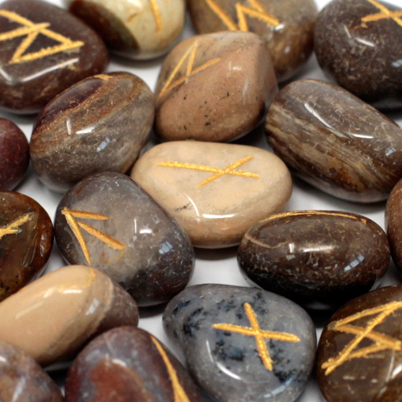 Rune Stone Set - Natural Fancy Jasper Stone Runes - 25 Pieces