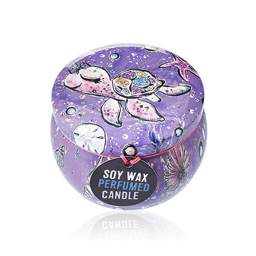 Sea Life Art - Soy Wax Candle Tin - Raspberry