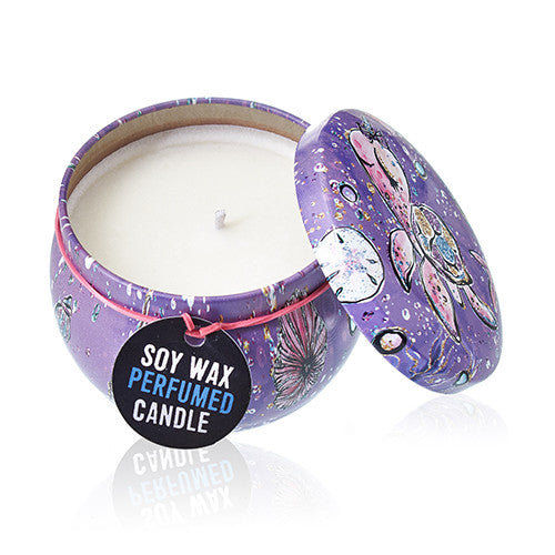 Sea Life Art - Soy Wax Candle Tin - Raspberry