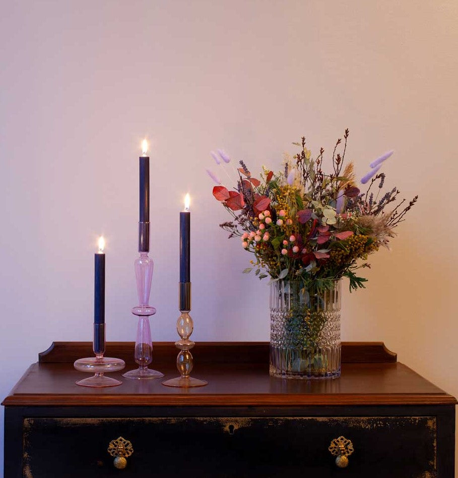 Hand Drawn - Dinner Table Candles - Navy Blue - 20cm - Pack of 21