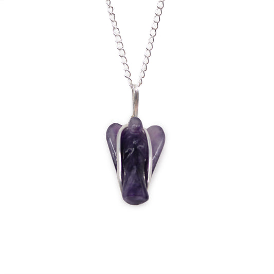Guardian Angel Gemstone Pendant - Amethyst - Chain Length 45cm - Handmade