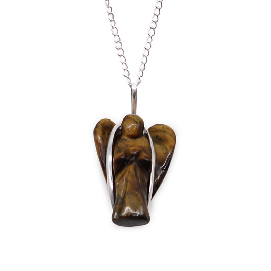 Guardian Angel Gemstone Pendant - Tigers Eye - Chain Length 45cm - Handmade