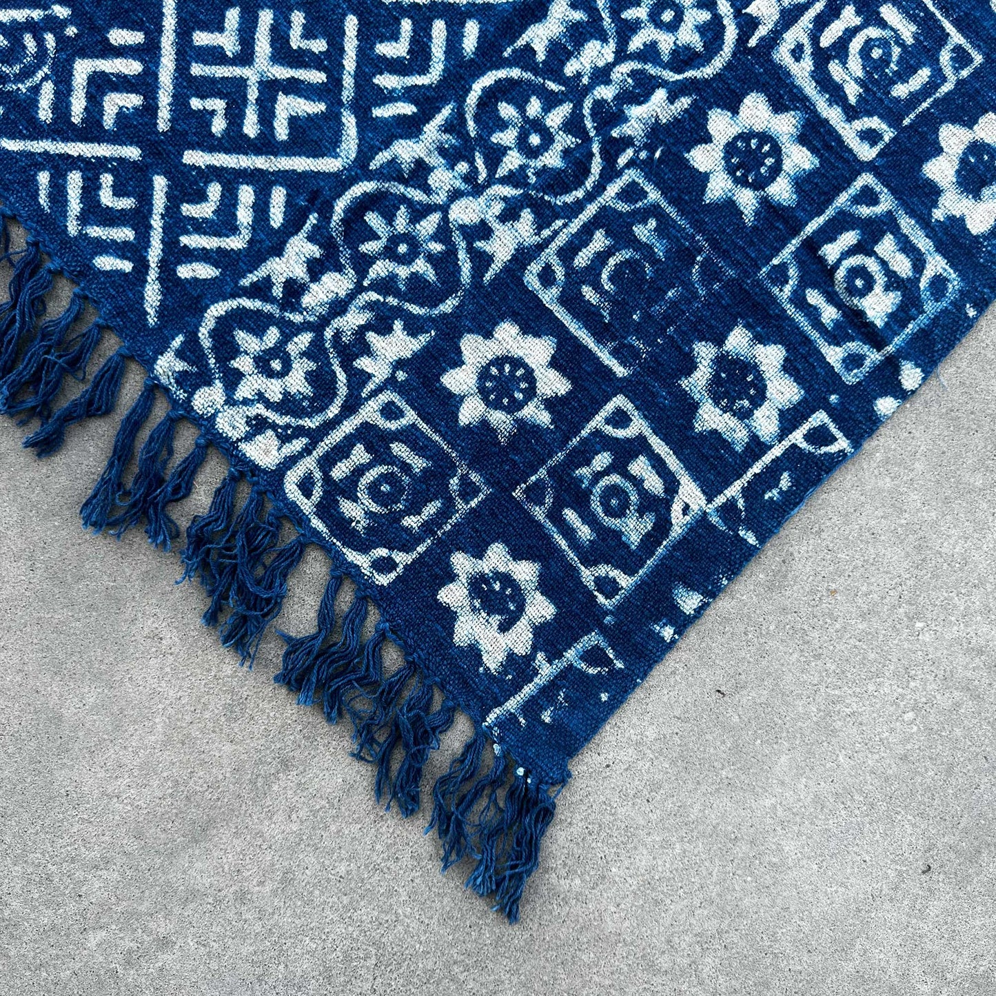 Indigo Cotton Throw - Handmade - 170cm x 120cm - Desi Stripes Design