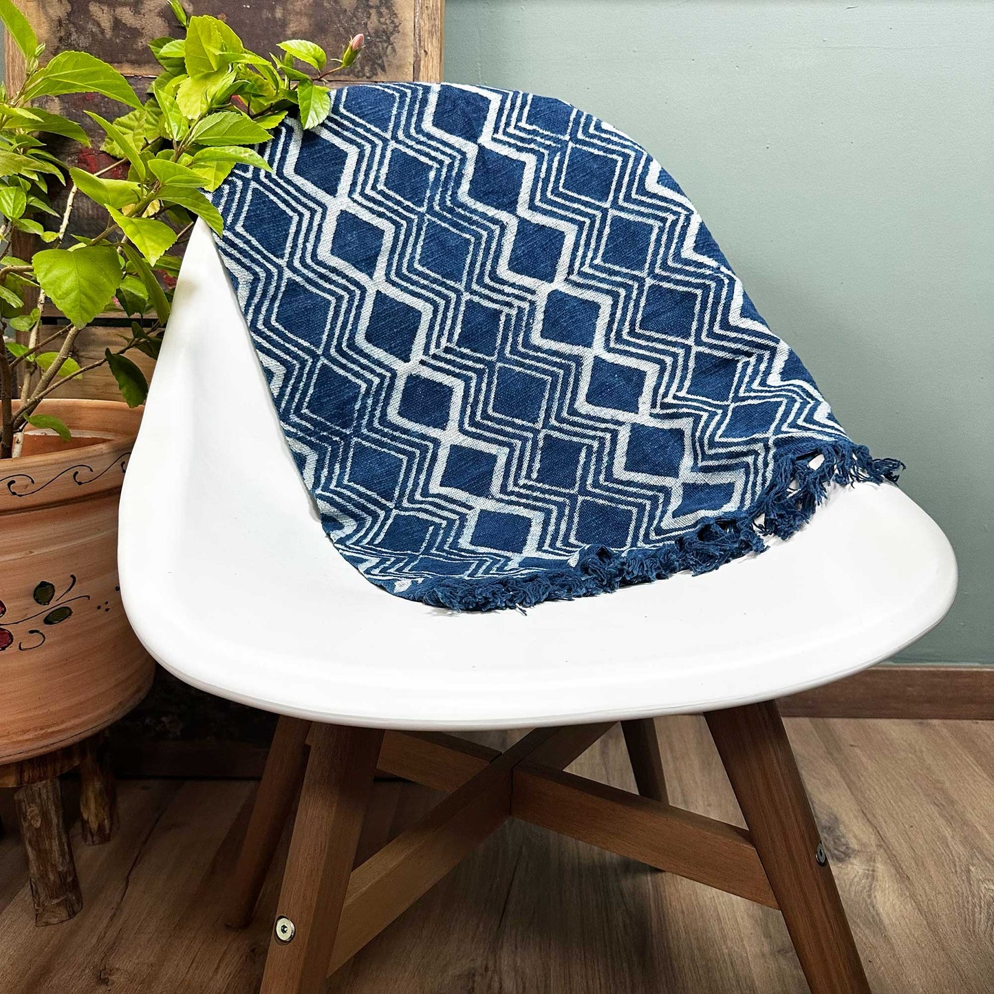 Indigo Cotton Runner - Handmade - 170cm x 60cm - Heerak Design