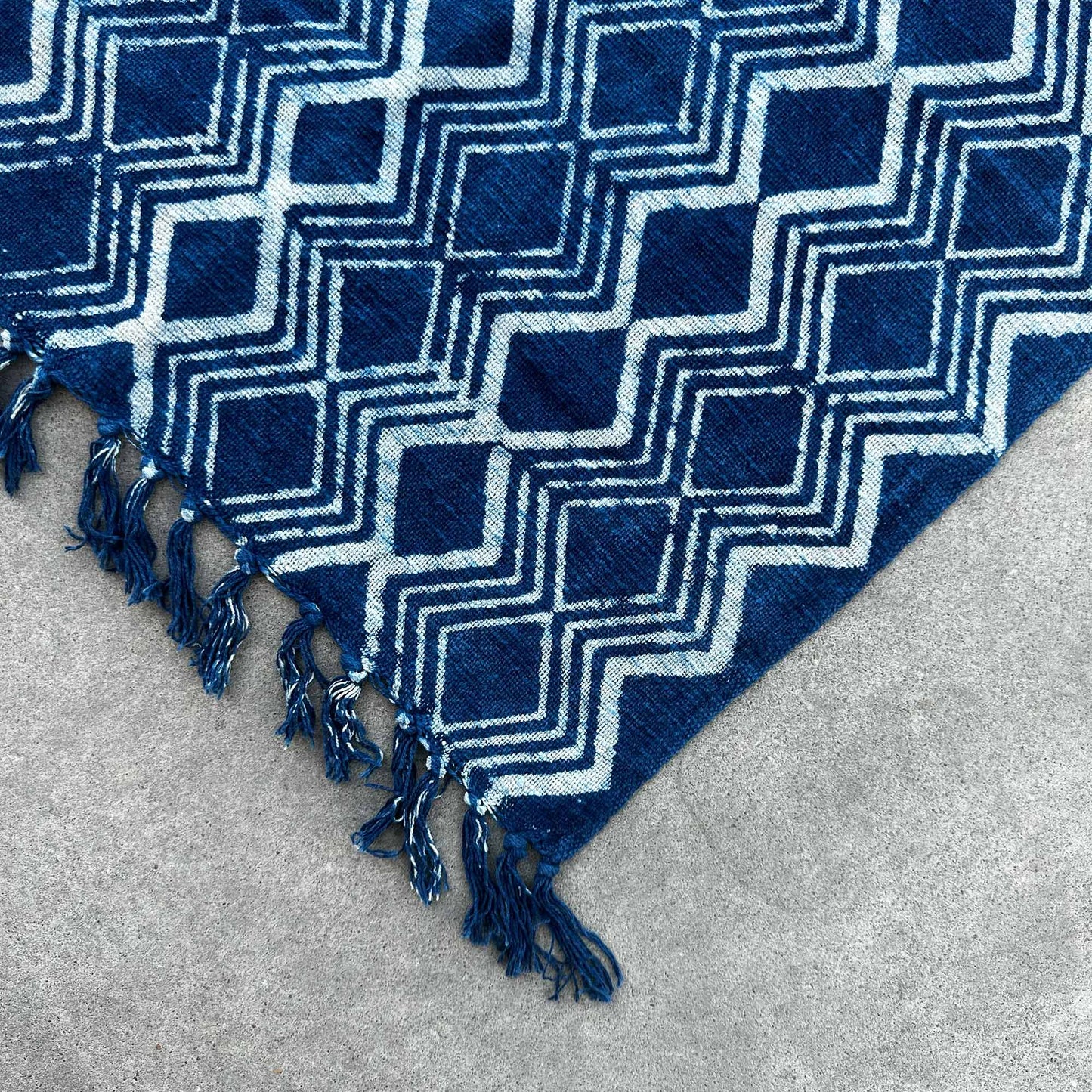 Indigo Cotton Runner - Handmade - 170cm x 60cm - Heerak Design
