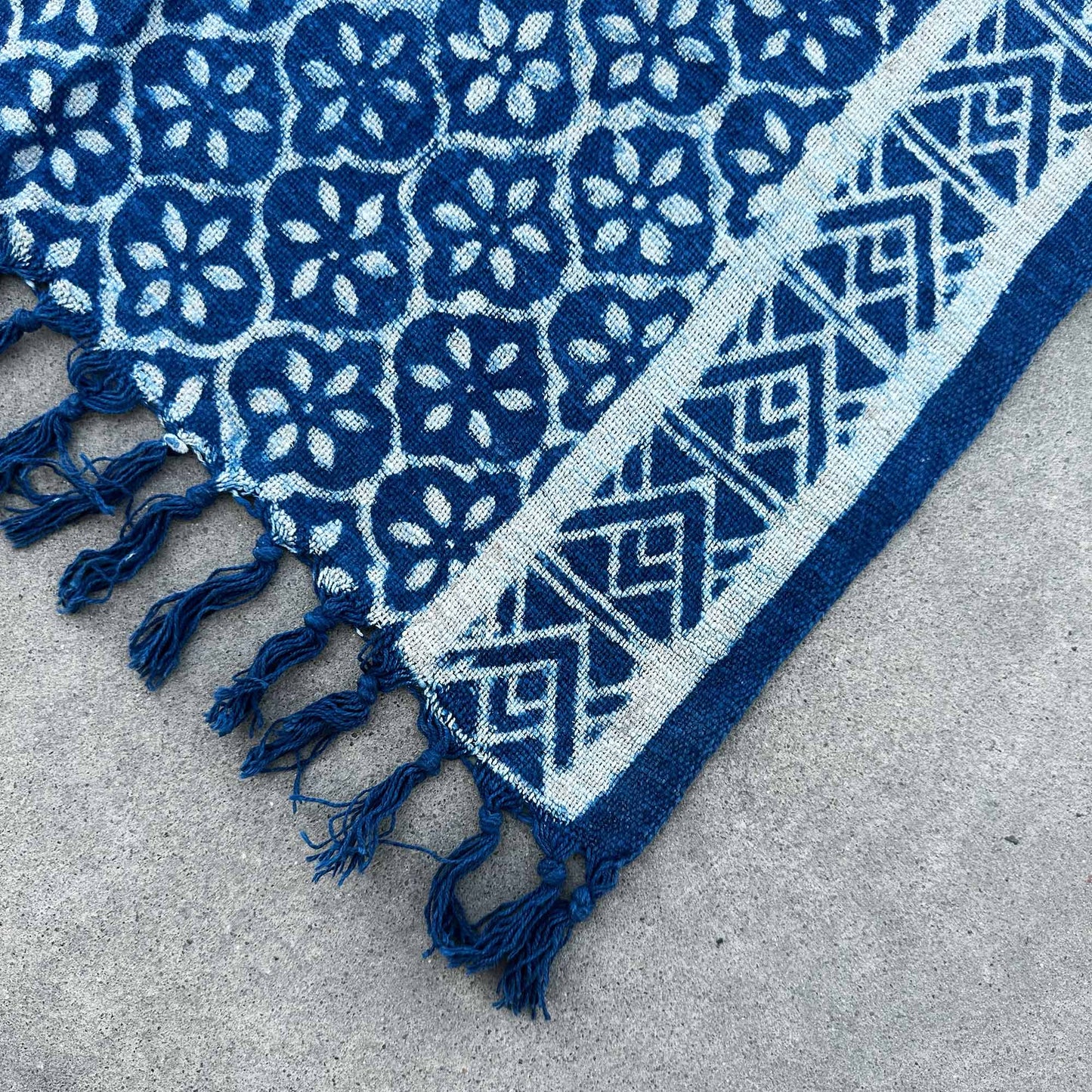 Indigo Cotton Runner - Handmade - 170cm x 60cm - Madjid Tiles Design