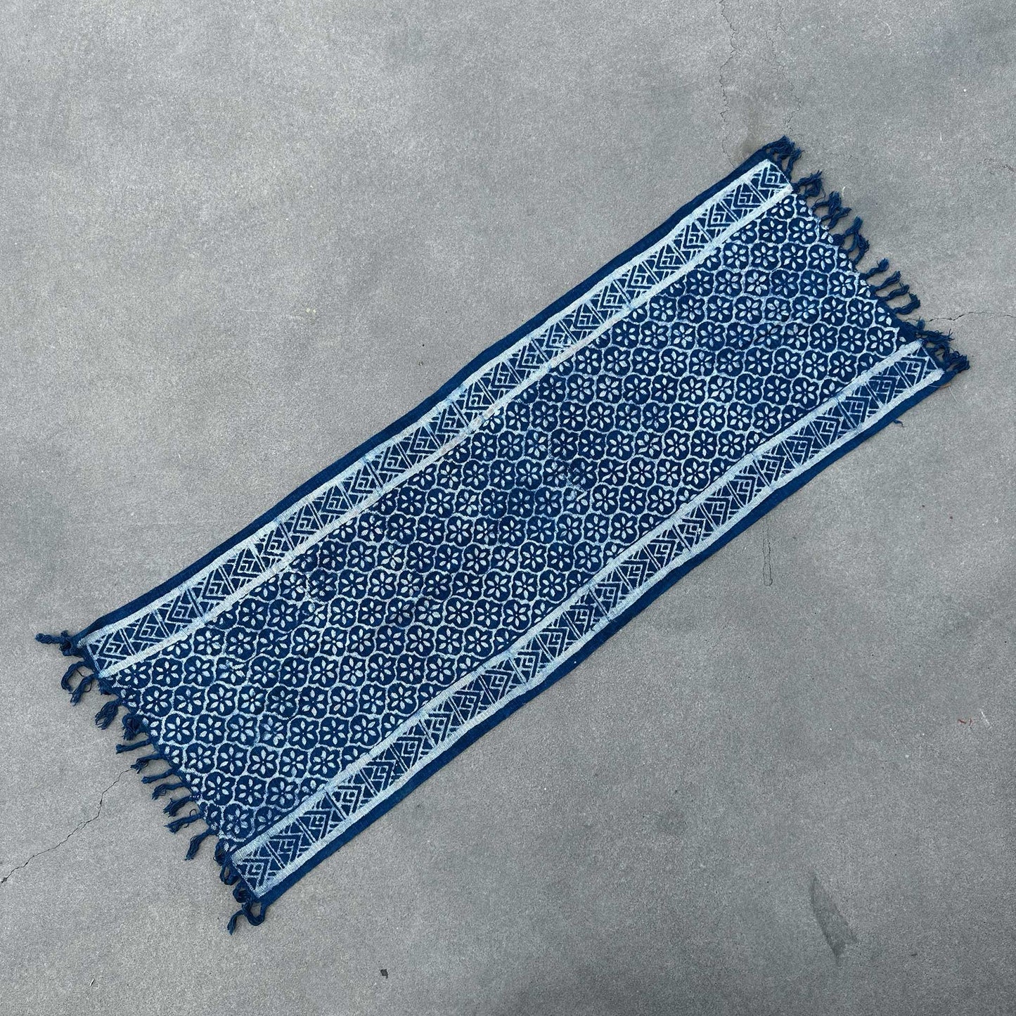 Indigo Cotton Runner - Handmade - 170cm x 60cm - Madjid Tiles Design