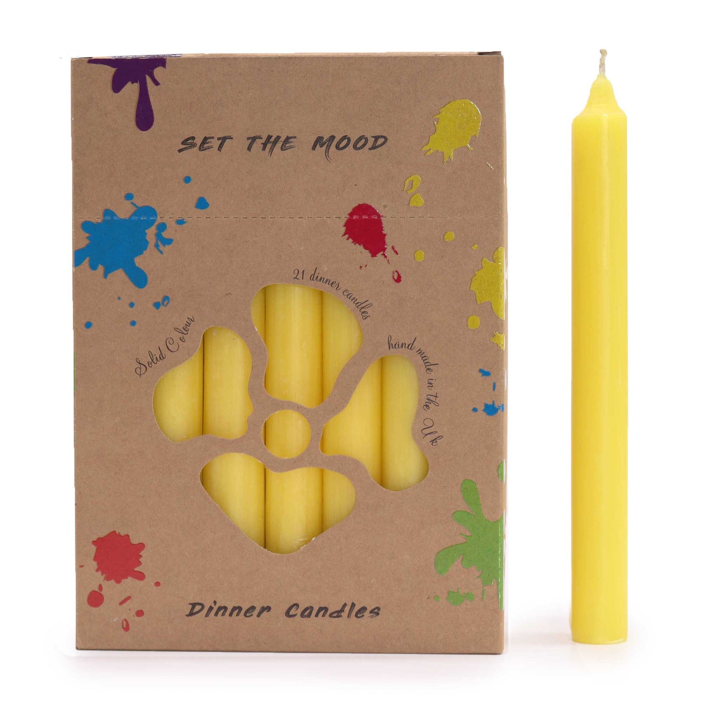 Hand Drawn - Dinner Table Candles - Lemon - 20cm - Pack of 21