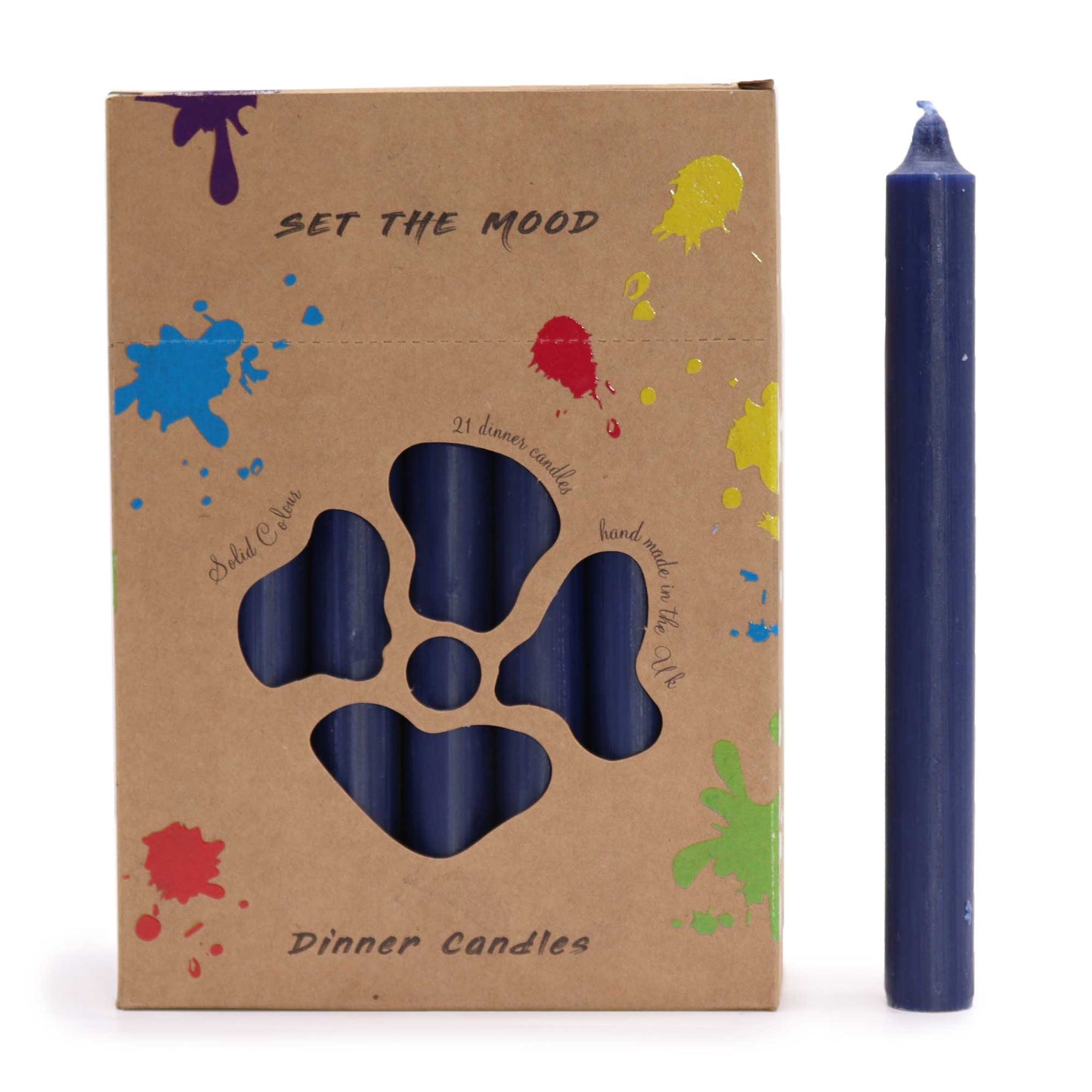 Hand Drawn - Dinner Table Candles - Navy Blue - 20cm - Pack of 21