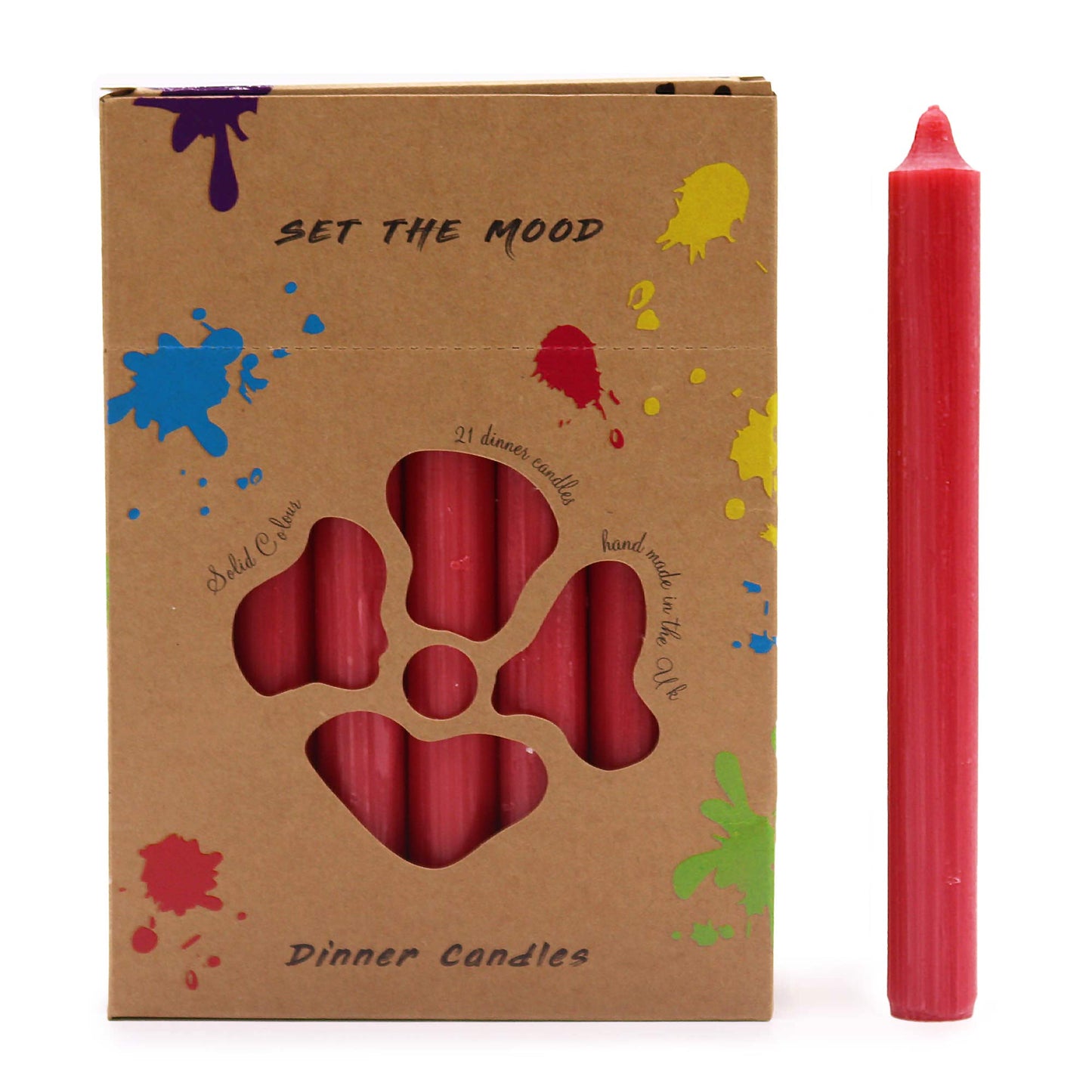 Hand Drawn - Dinner Table Candles - Red - 20cm - Pack of 21