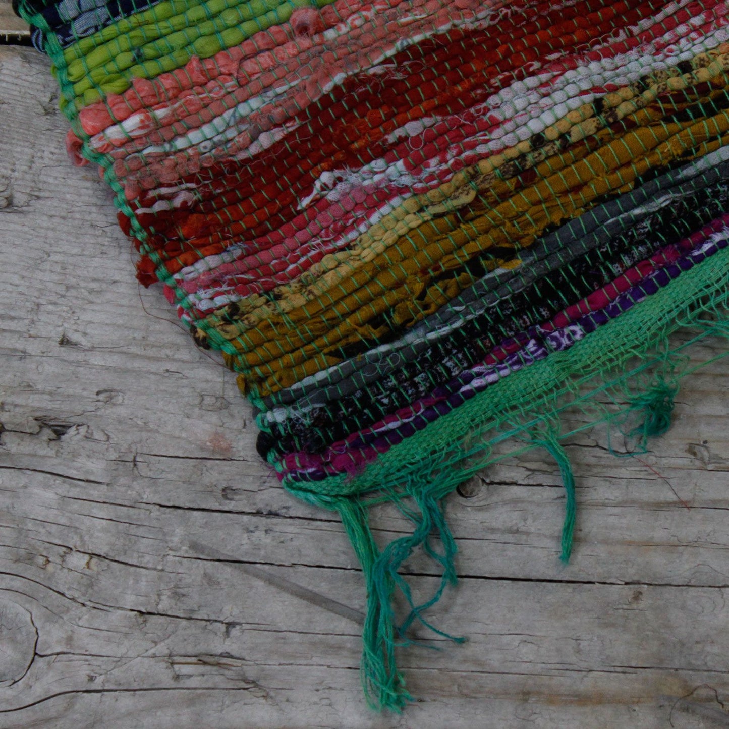 Luxury Indian Cotton Rag Rug - 150cm x 90cm - Green