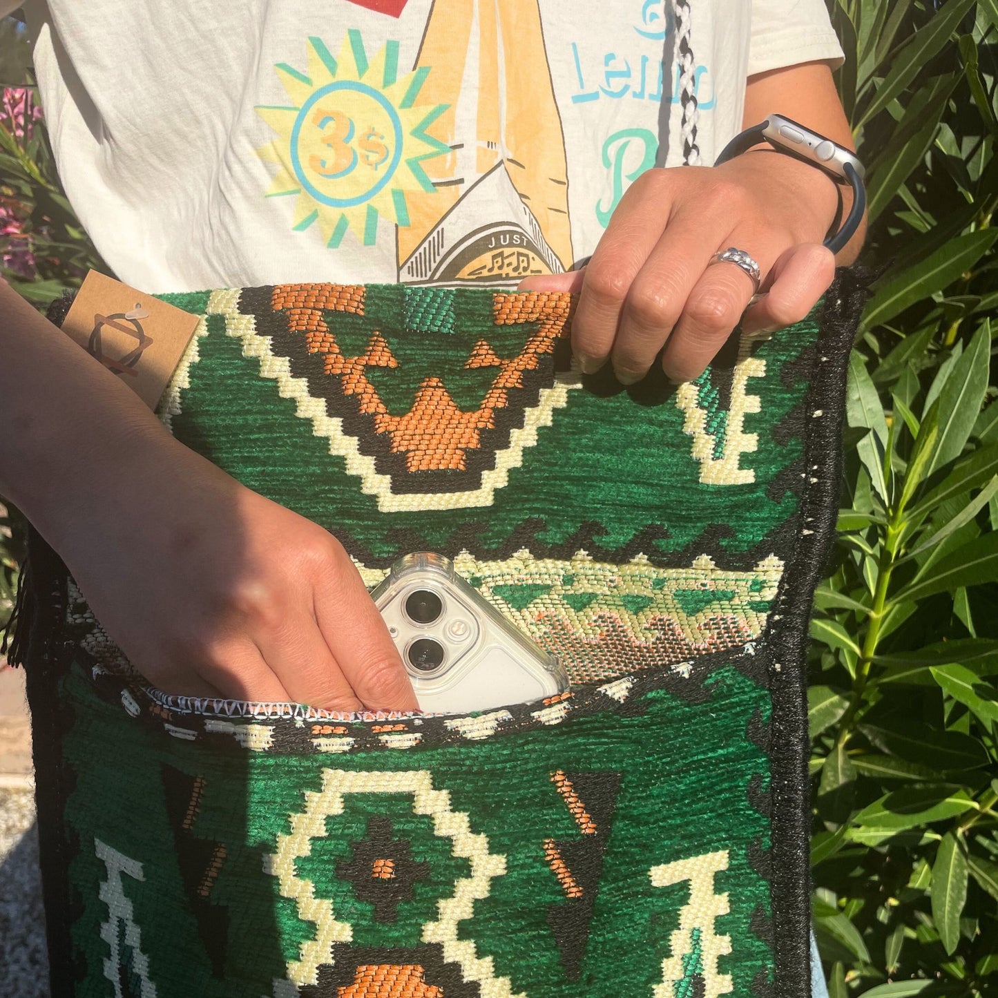 Kilim Messenger Festival Bag - Emerald Green