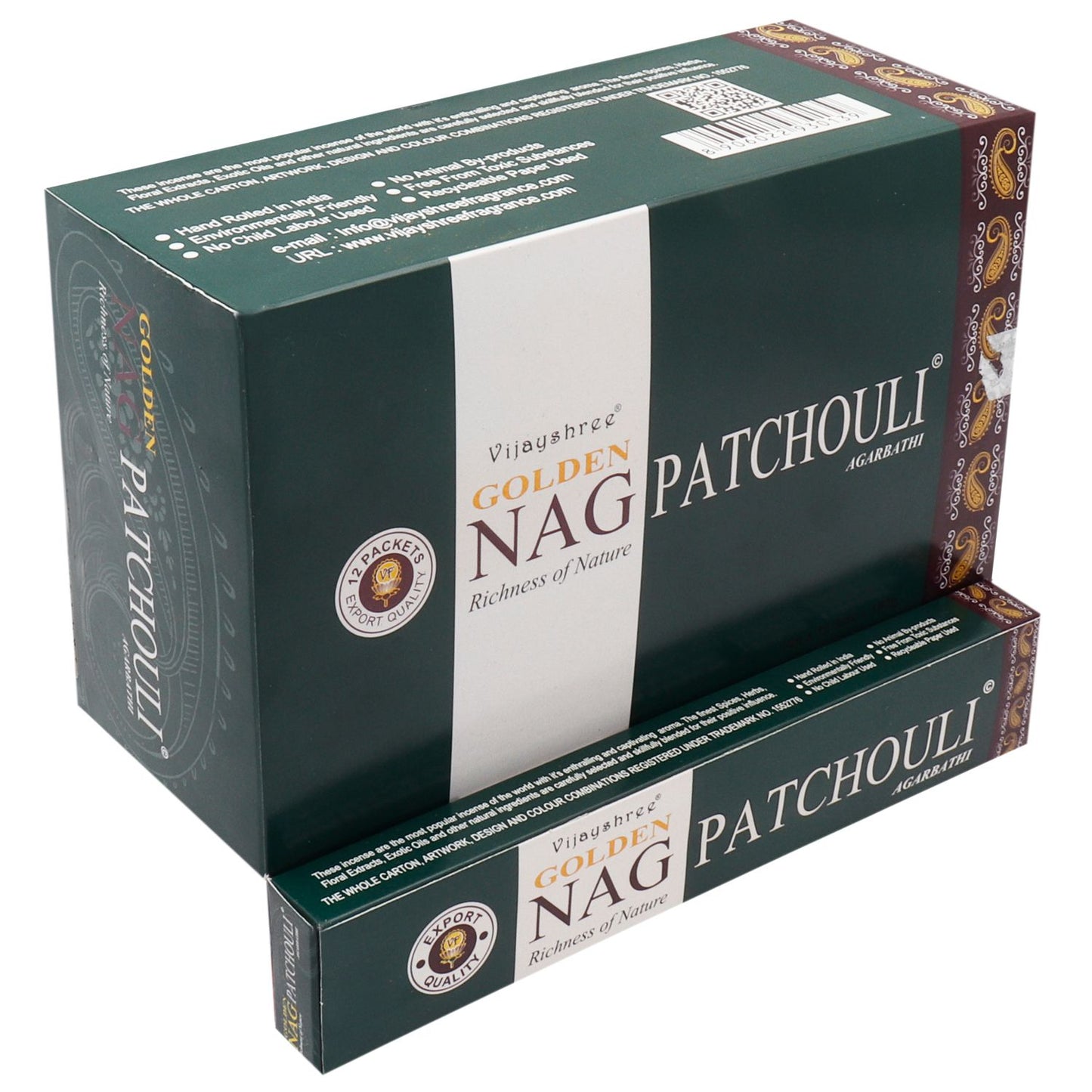 Vijayshree Incense - Golden Nag - Patchouli - Pack of 15 Sticks