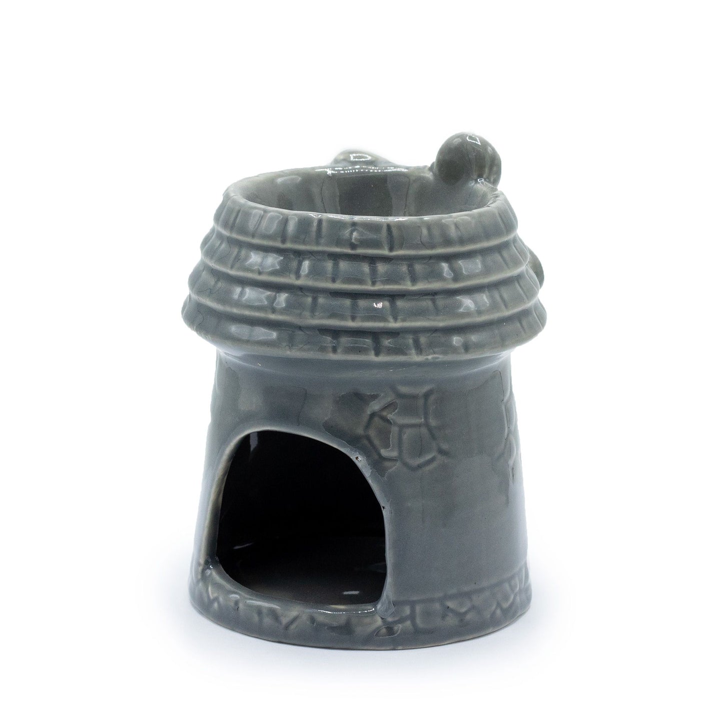 Oil Burner - Ceramic - Windmill Design - Grey