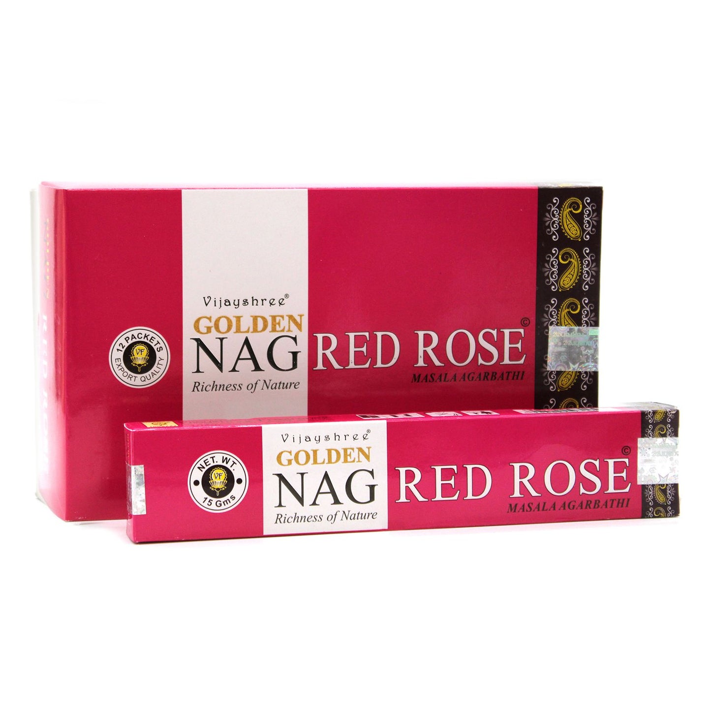Vijayshree Incense - Golden Nag - Red Rose - Pack of 15 Sticks