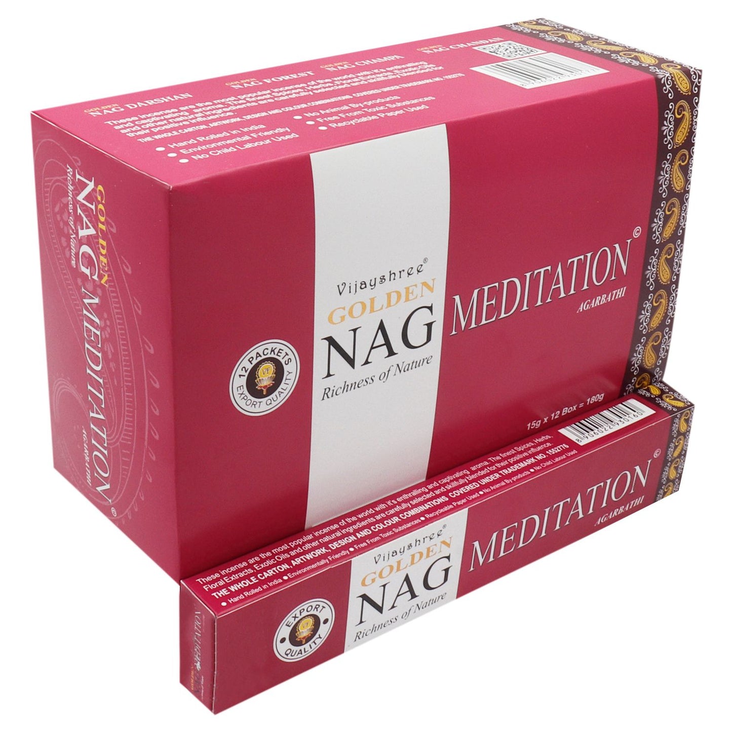 Vijayshree Incense - Golden Nag - Meditation - Pack of 15 Sticks