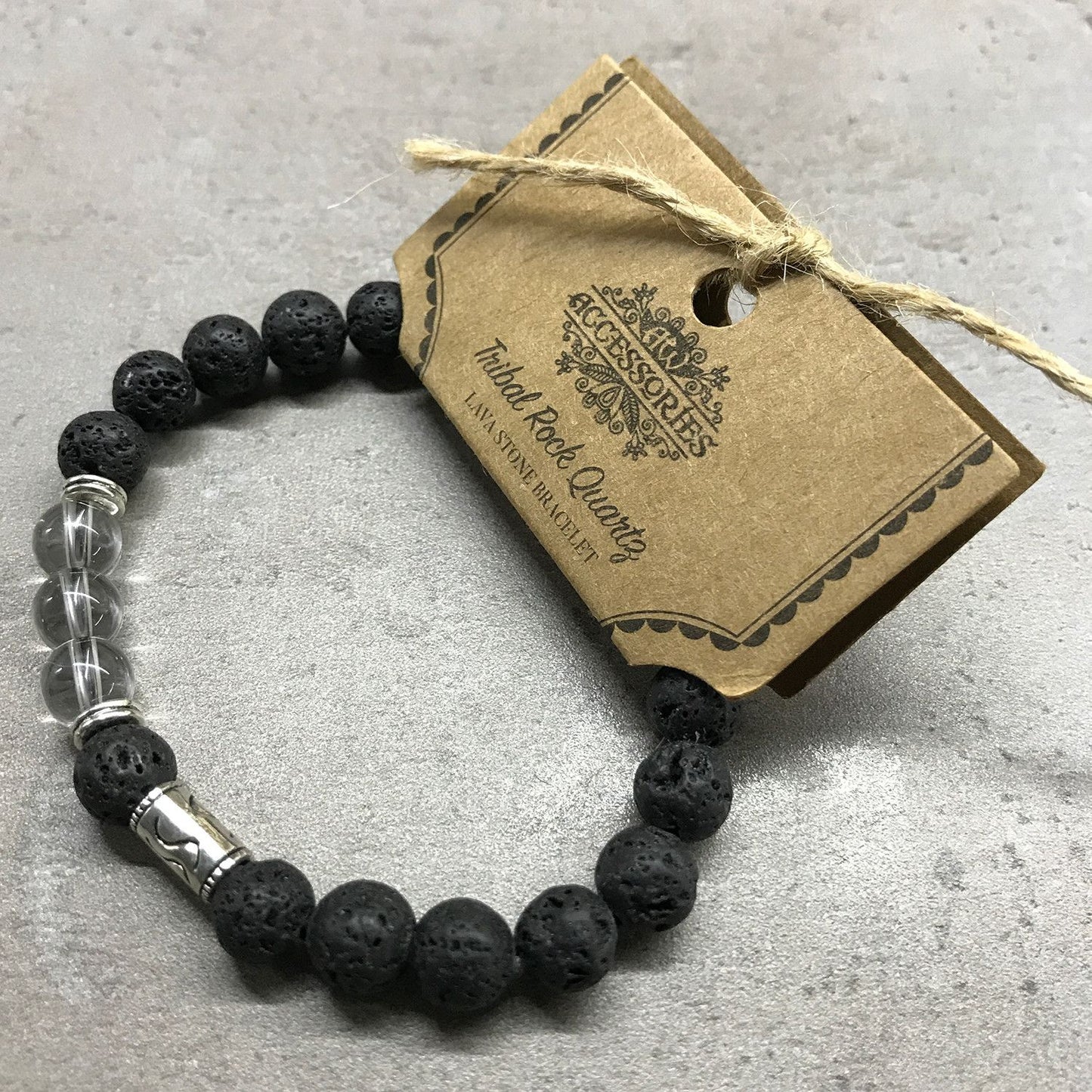 Lava Stone Bracelet - With Tigers Eye and Hamsa Design