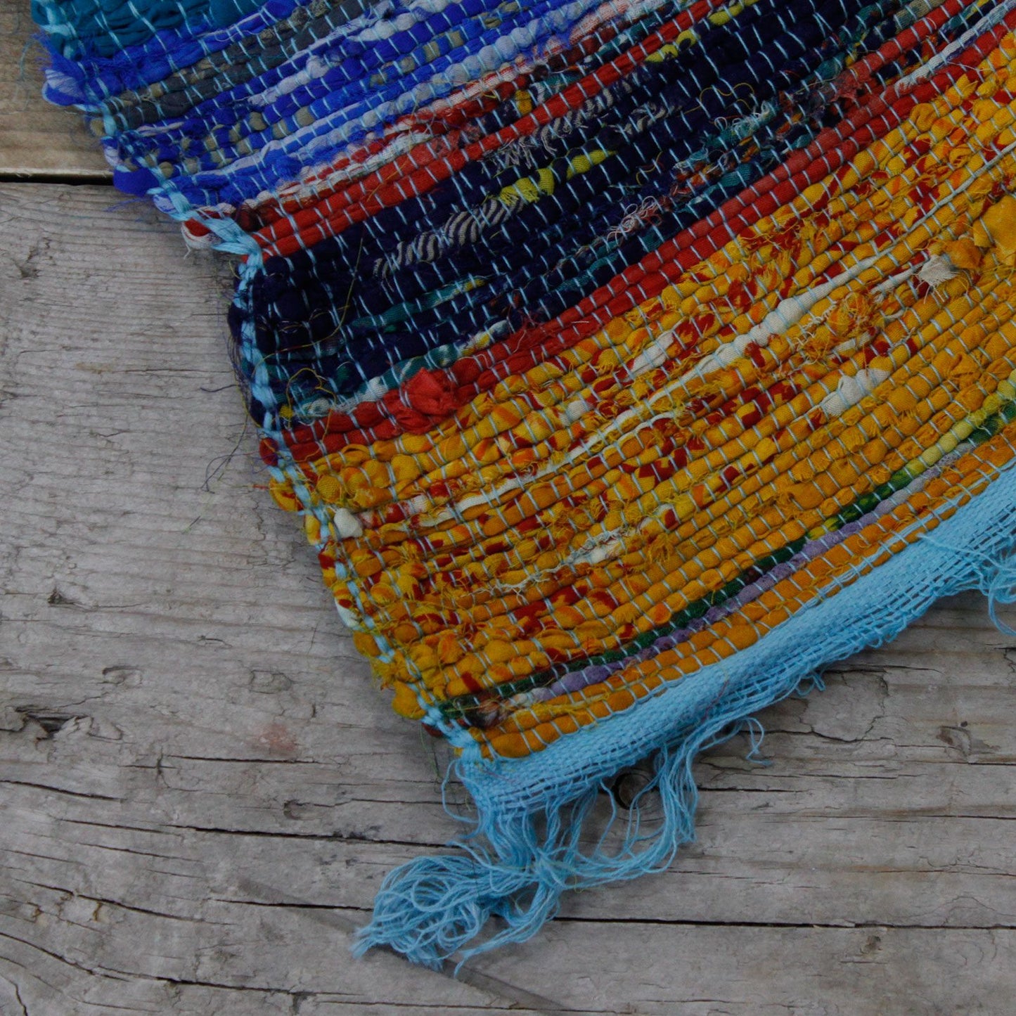 Luxury Indian Cotton Rag Rug - 150cm x 90cm - Blue