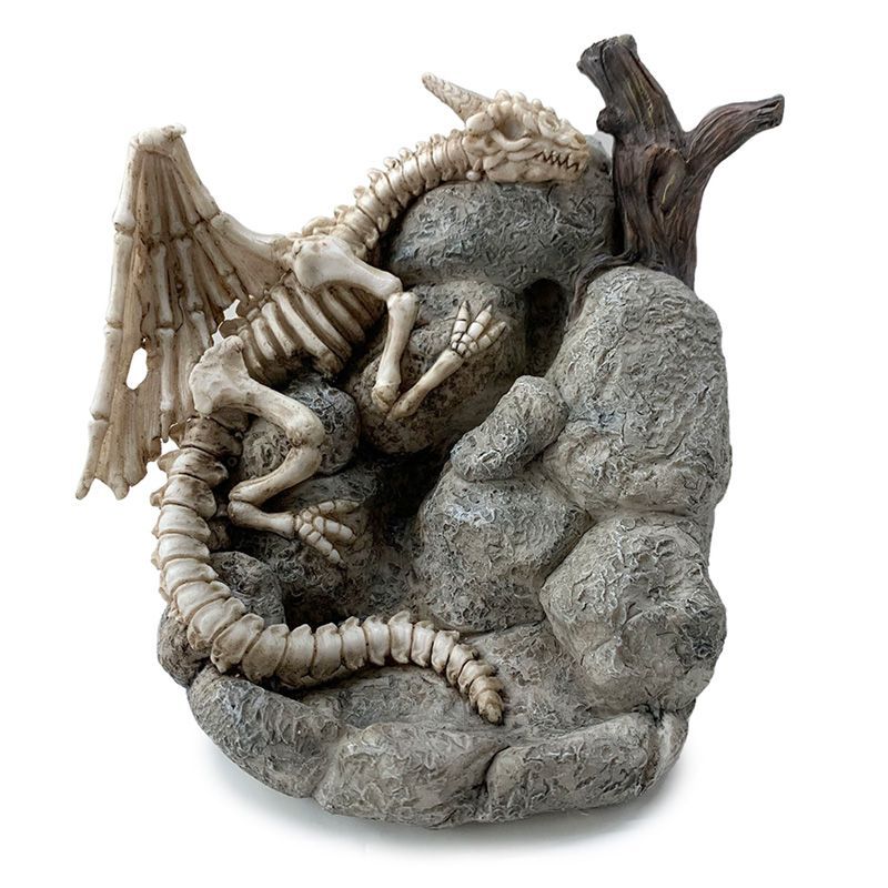 Backflow Incense Burner - Dragon Skeleton on Rock