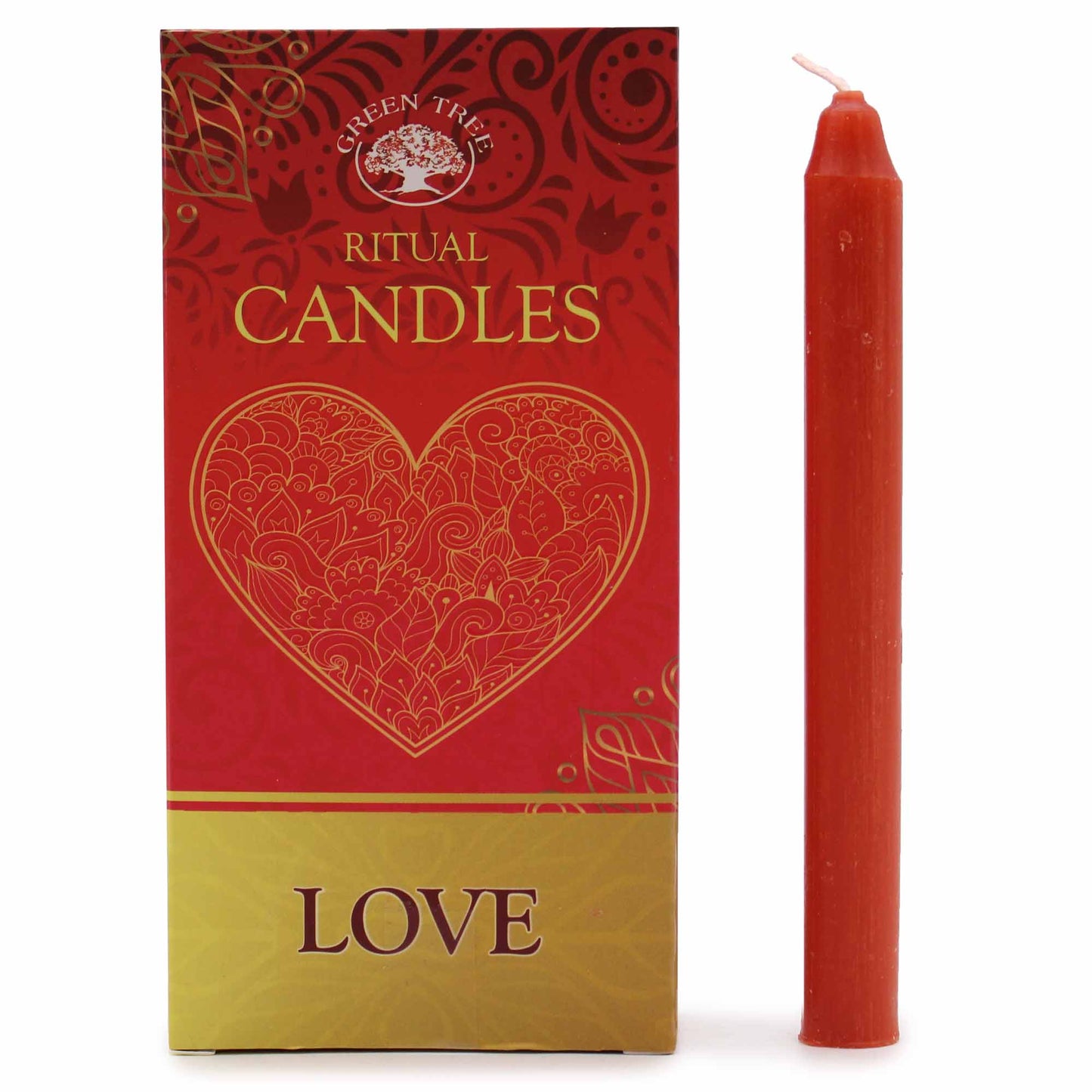 Green Tree - Spell Candles - Red - Love Manifestation Ritual - Pack of 10
