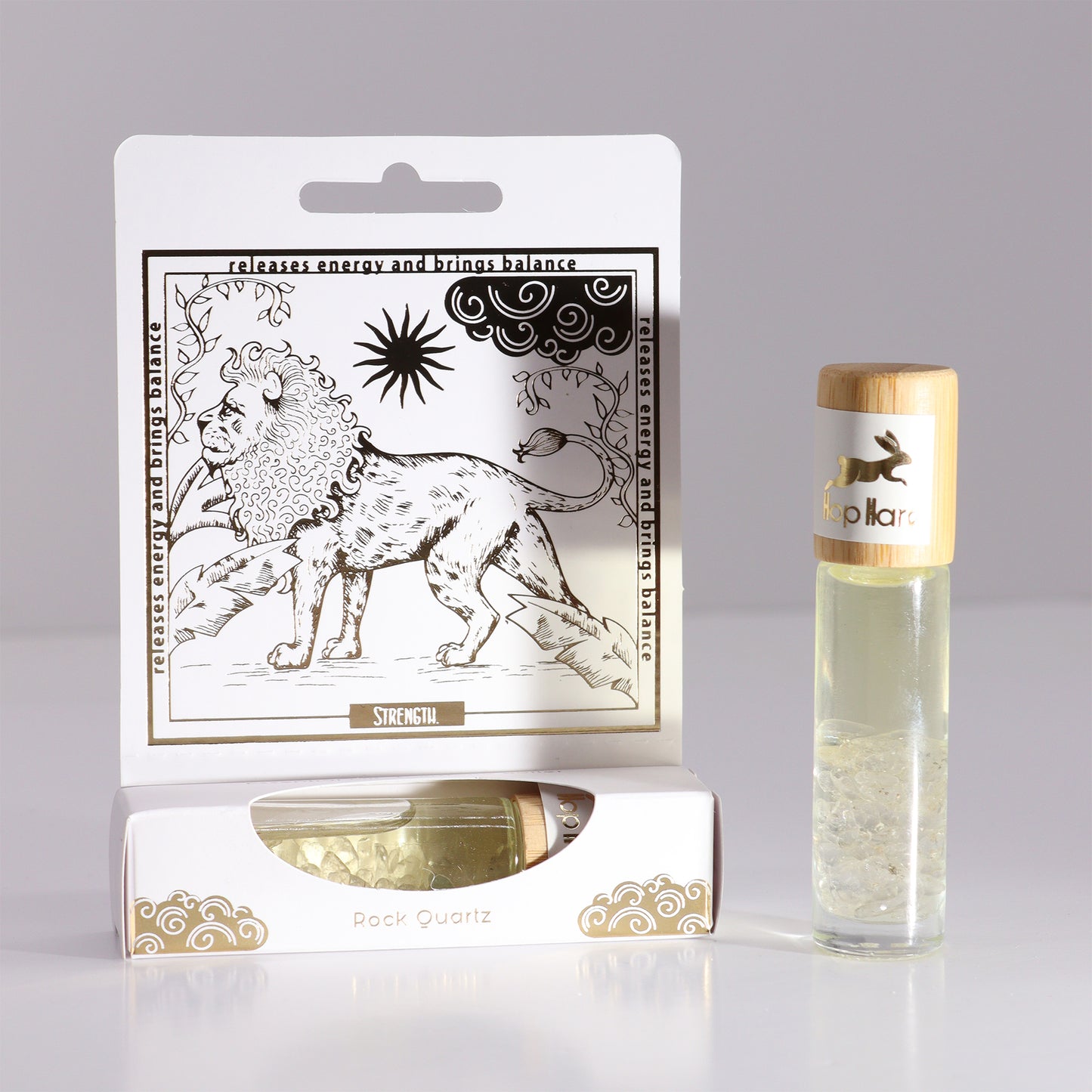 Hop Hare - Essential Oil and Rock Quartz Roll On - Tarot Card - The Lion