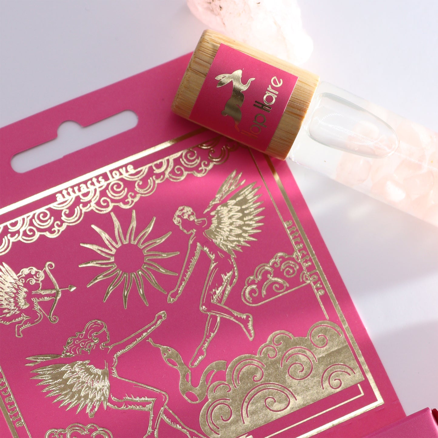 Hop Hare - Essential Oil and Rose Quartz Roll On - Tarot Card - The Lovers
