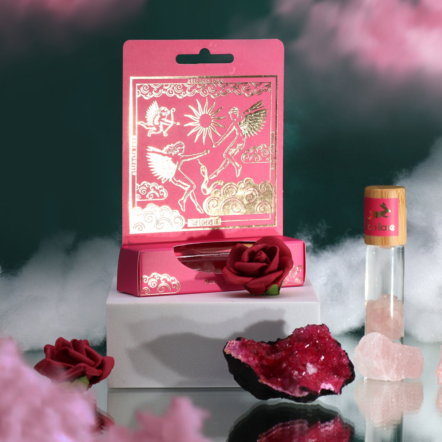 Hop Hare - Essential Oil and Rose Quartz Roll On - Tarot Card - The Lovers