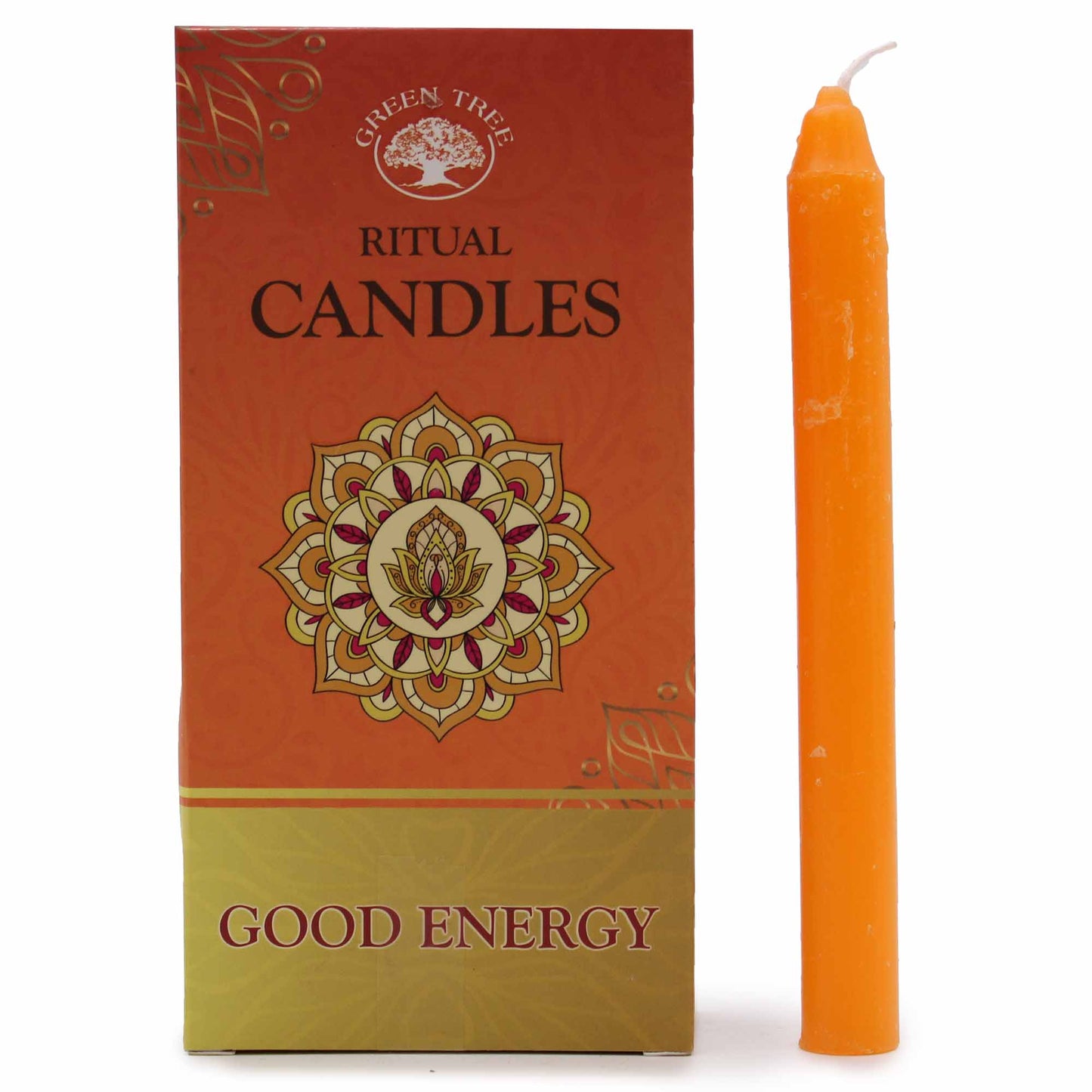 Green Tree - Spell Candles - Orange - Good Energy Manifestation Ritual - Pack of 10