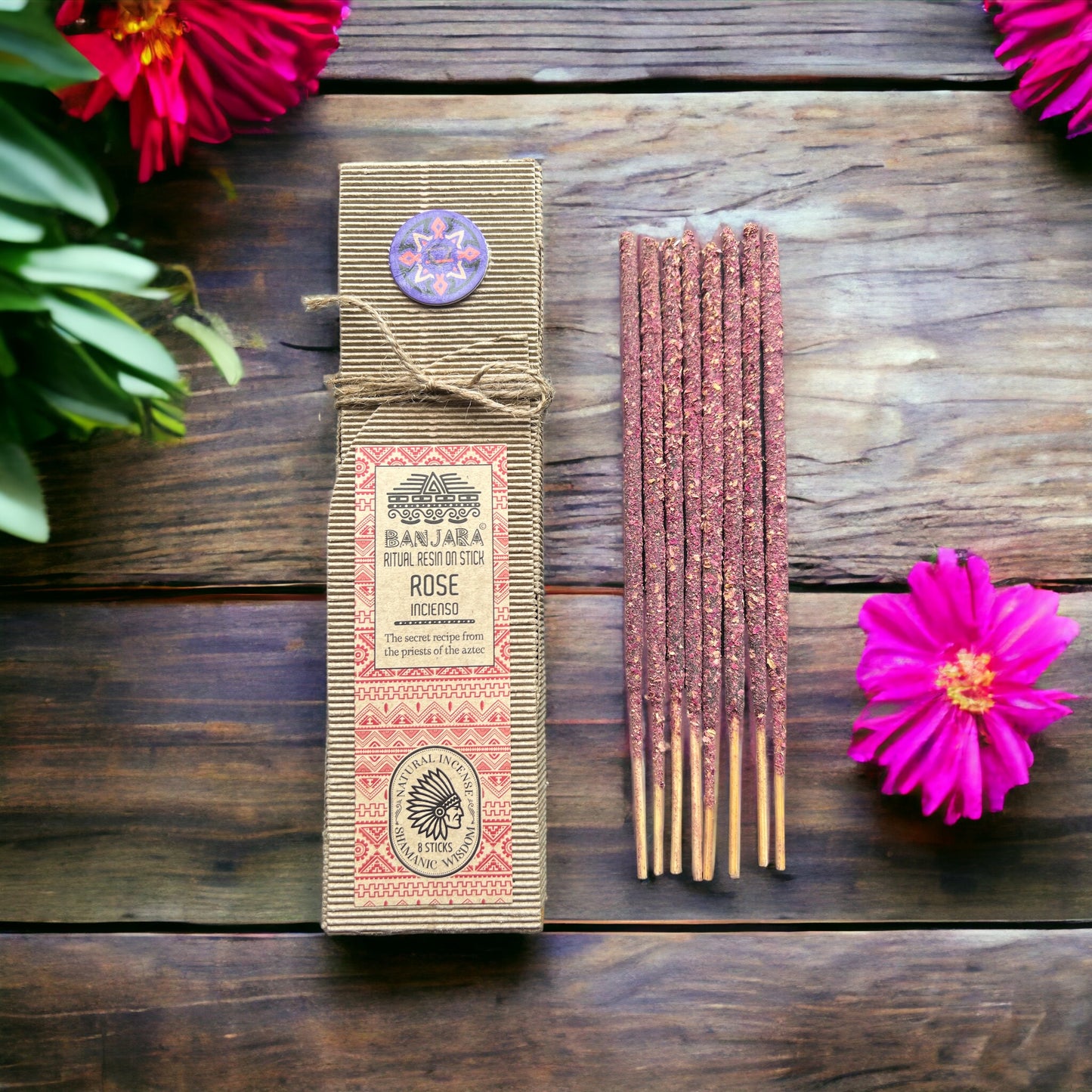 Banjara - Ritual Resin On Stick - Rose - Pack of 8