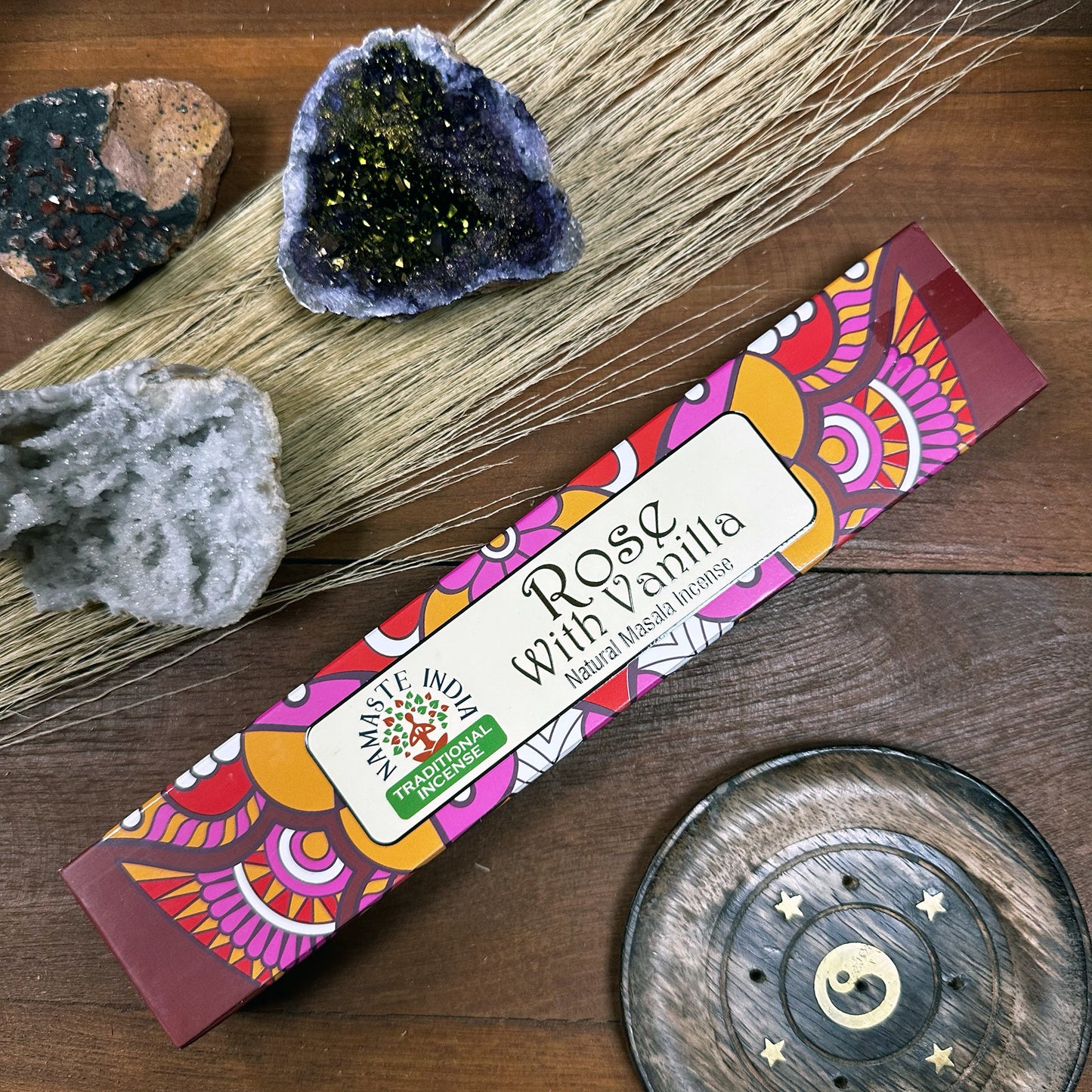 Namaste India - Mandala Natural Masala Incense Sticks - Rose Vanilla - Pack of 12