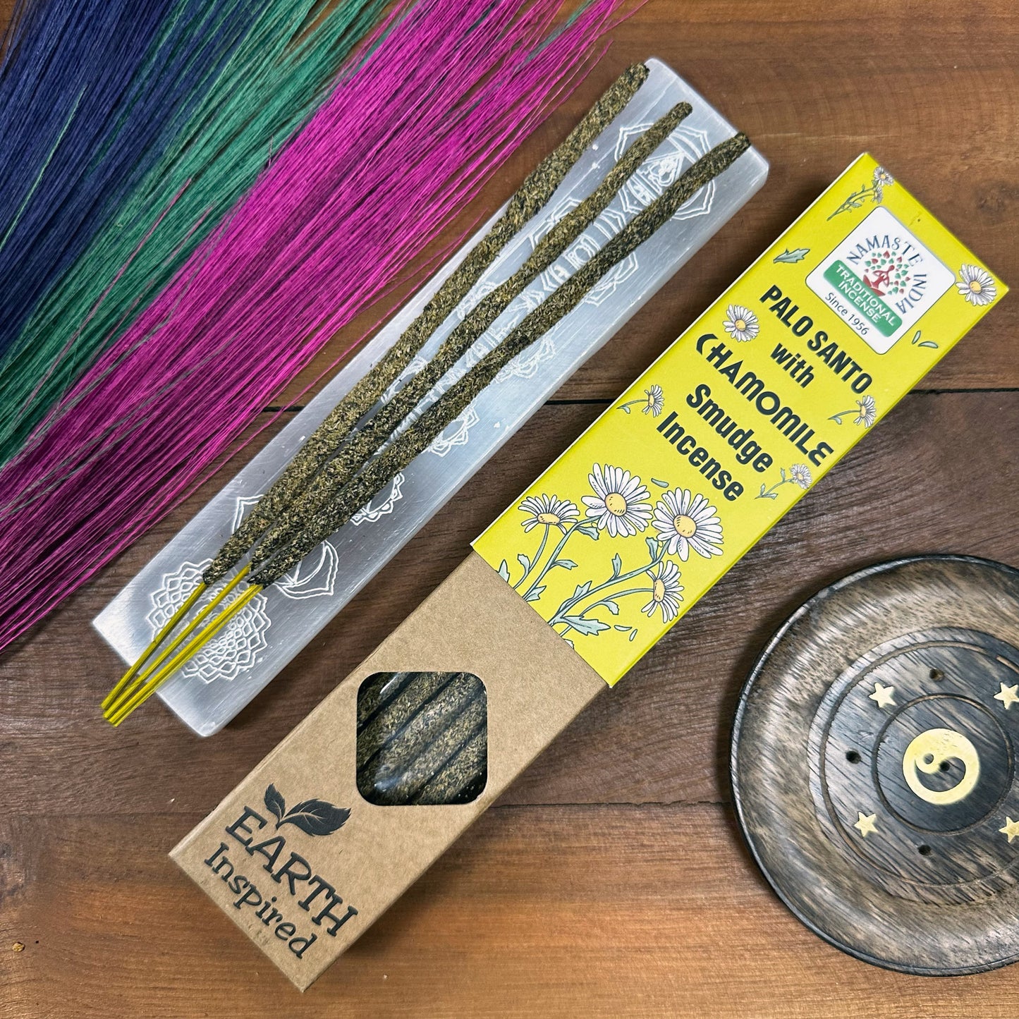 Namaste India - Earth Inspired Smudge Incense Sticks - Chamomile - Pack of 9