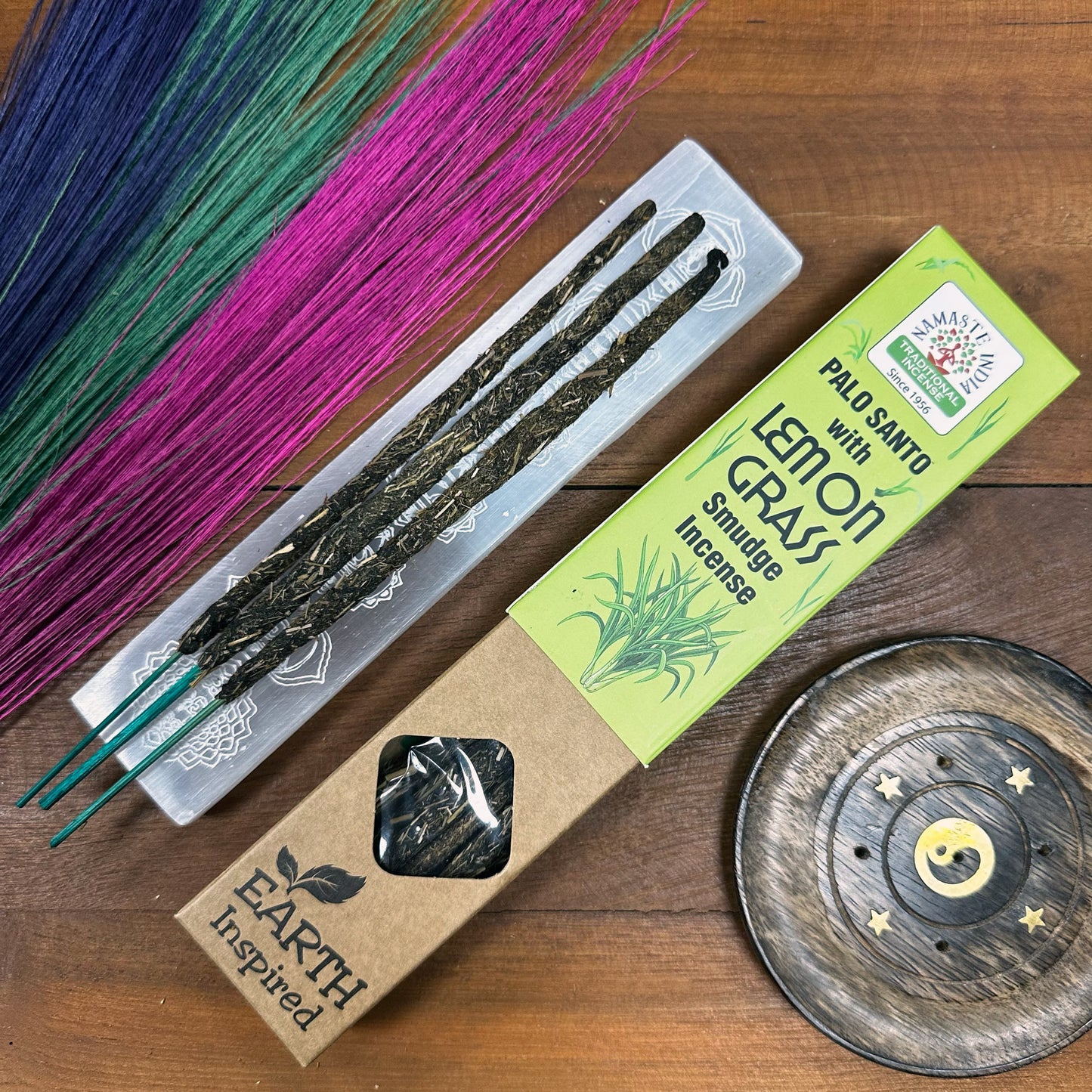 Namaste India - Earth Inspired Smudge Incense Sticks - Lemon Grass - Pack of 9
