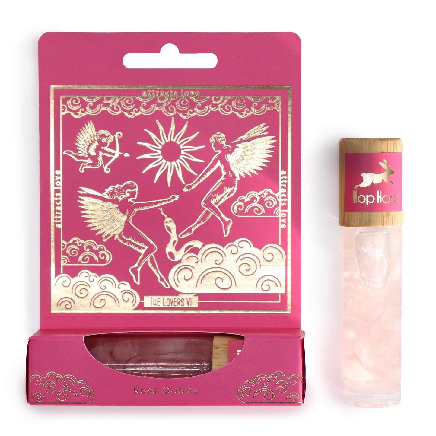Hop Hare - Essential Oil and Rose Quartz Roll On - Tarot Card - The Lovers