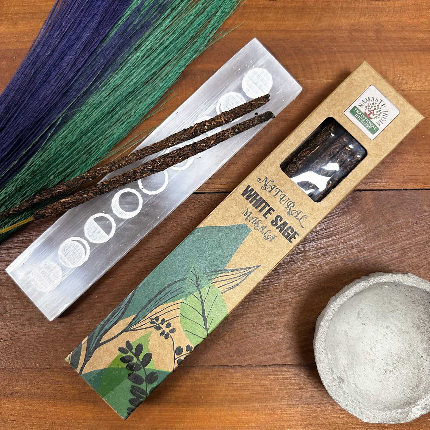 Namaste India - Natural Botanical Masala Incense Sticks - White Sage - Pack of 11