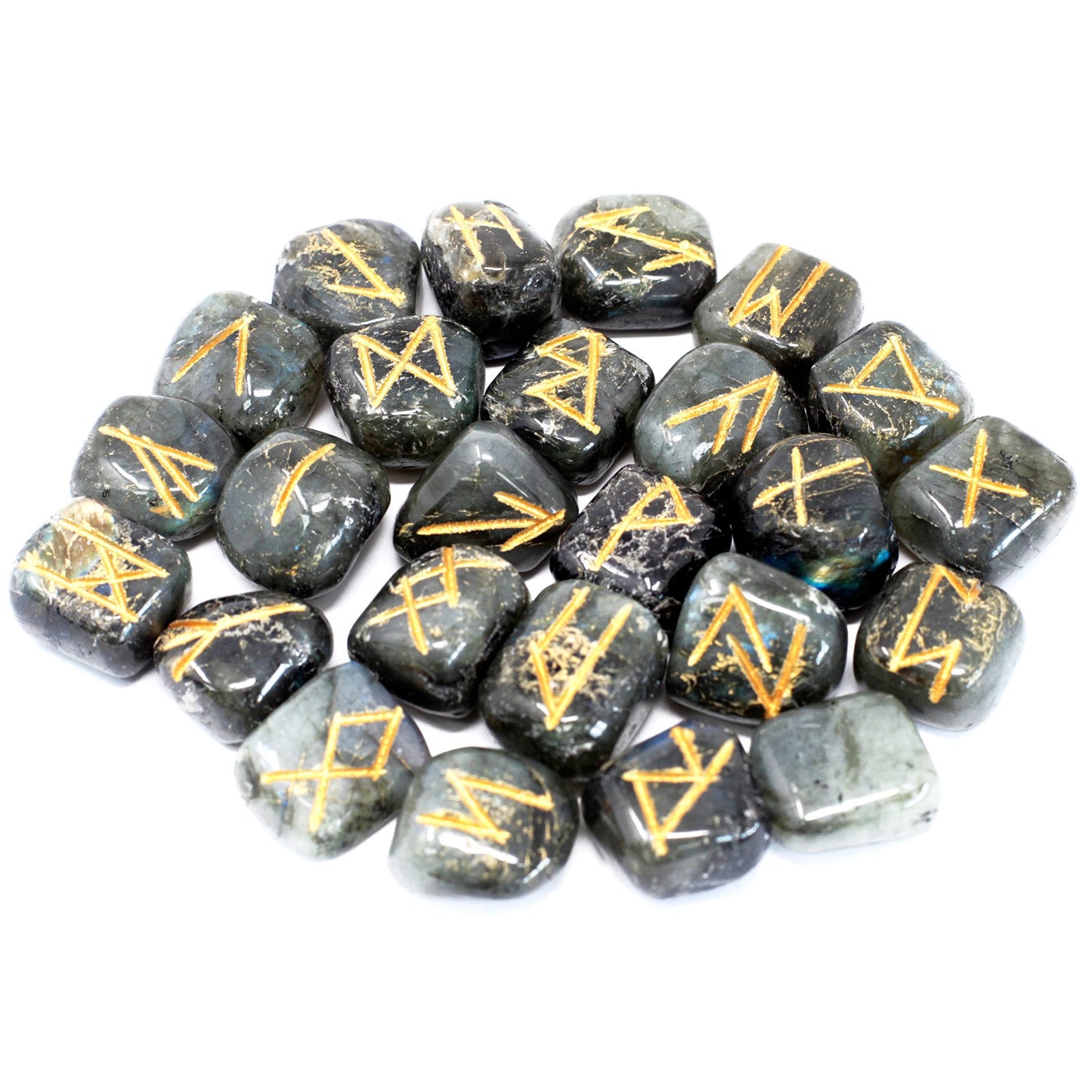 Rune Stone Set - Natural Labradorite Stone Runes - 25 Pieces