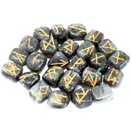 Rune Stone Set - Natural Labradorite Stone Runes - 25 Pieces