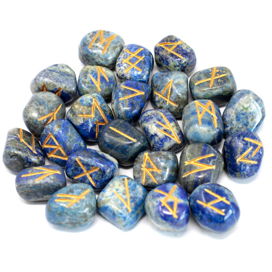 Rune Stone Set - Natural Lapis Lazuli Stone Runes - 25 Pieces