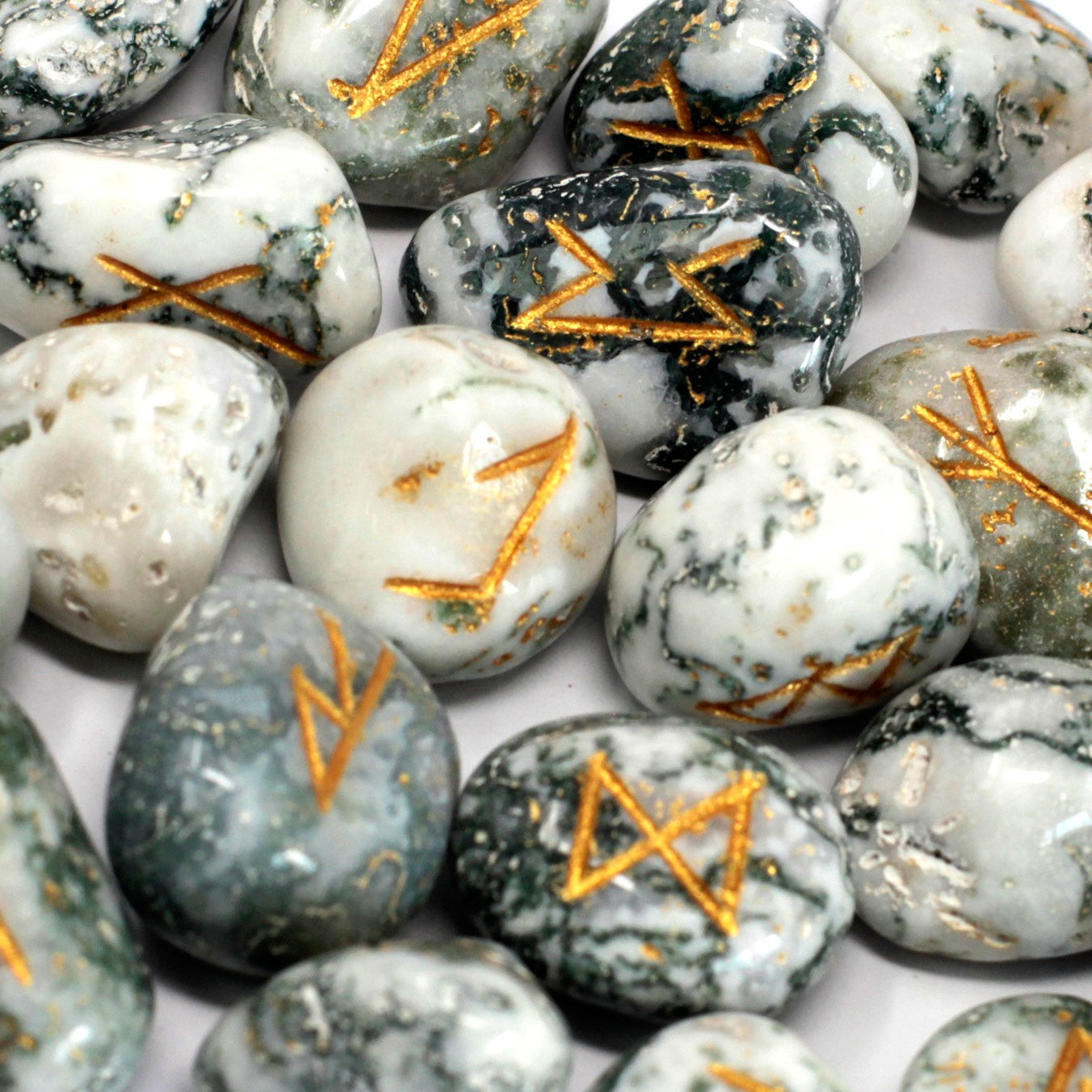 Rune Stone Set - Natural Tree Agate Stone Runes - 25 Pieces