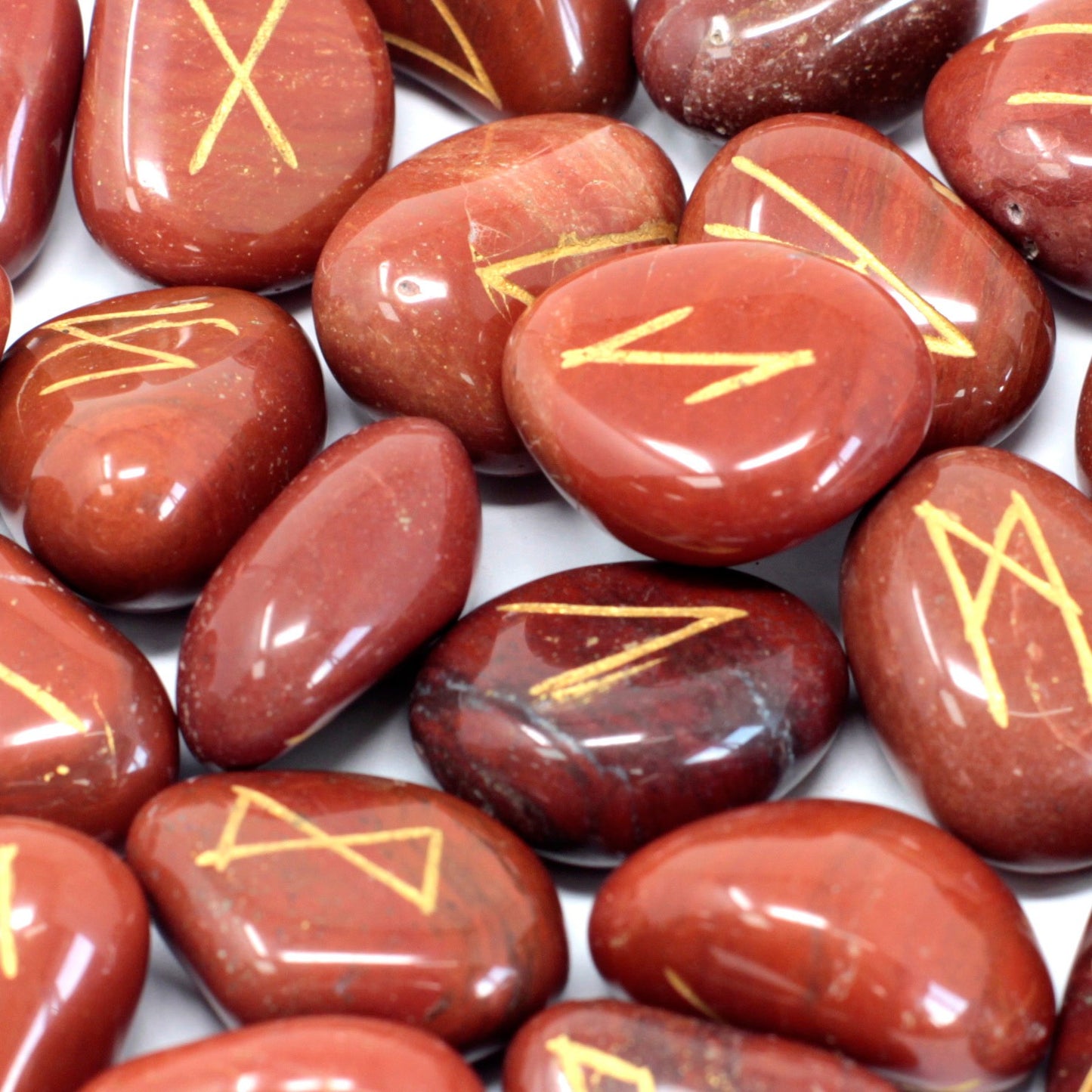 Rune Stone Set - Natural Red Jasper Stone Runes - 25 Pieces