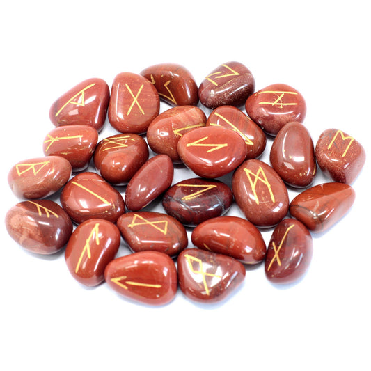 Rune Stone Set - Natural Red Jasper Stone Runes - 25 Pieces