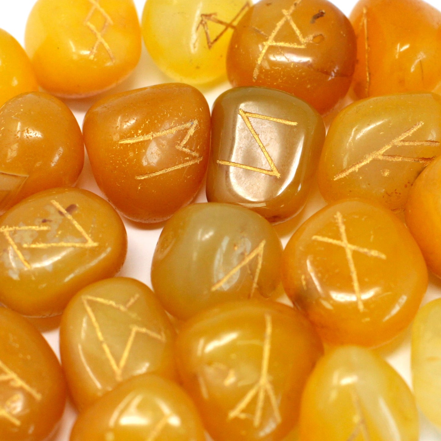 Rune Stone Set - Natural Yellow Onyx Stone Runes - 25 Pieces