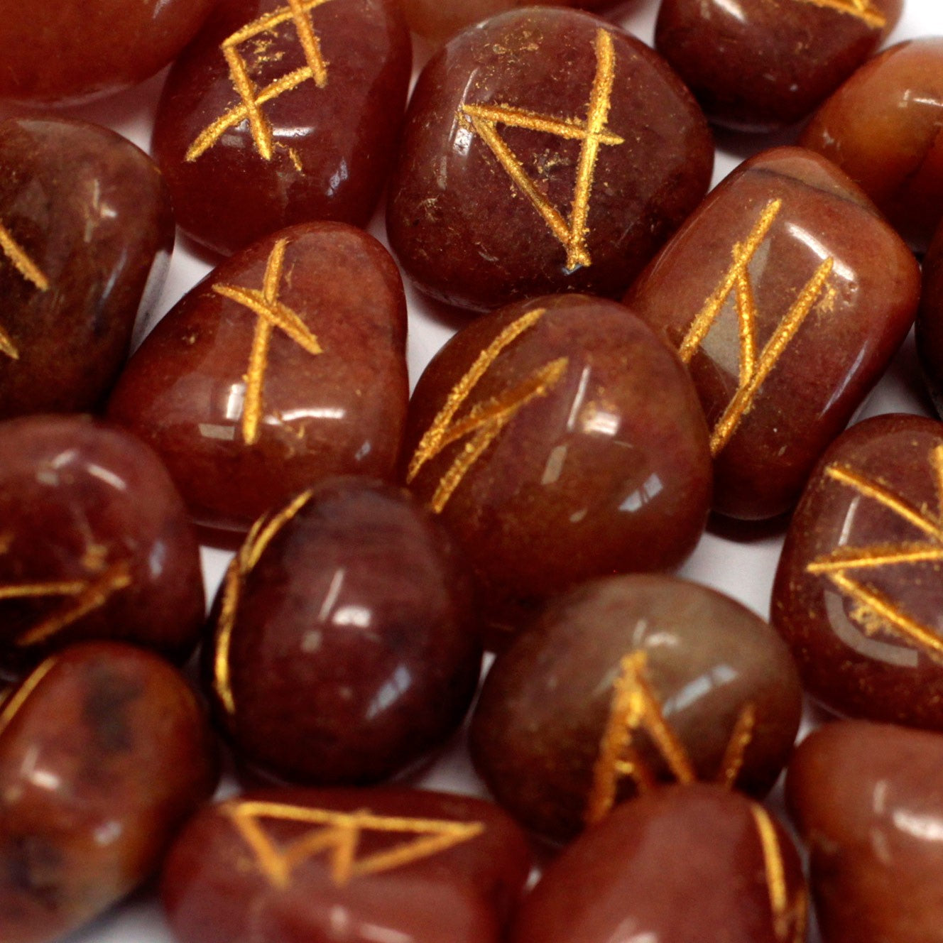 Rune Stone Set - Natural Red Aventurine Stone Runes - 25 Pieces