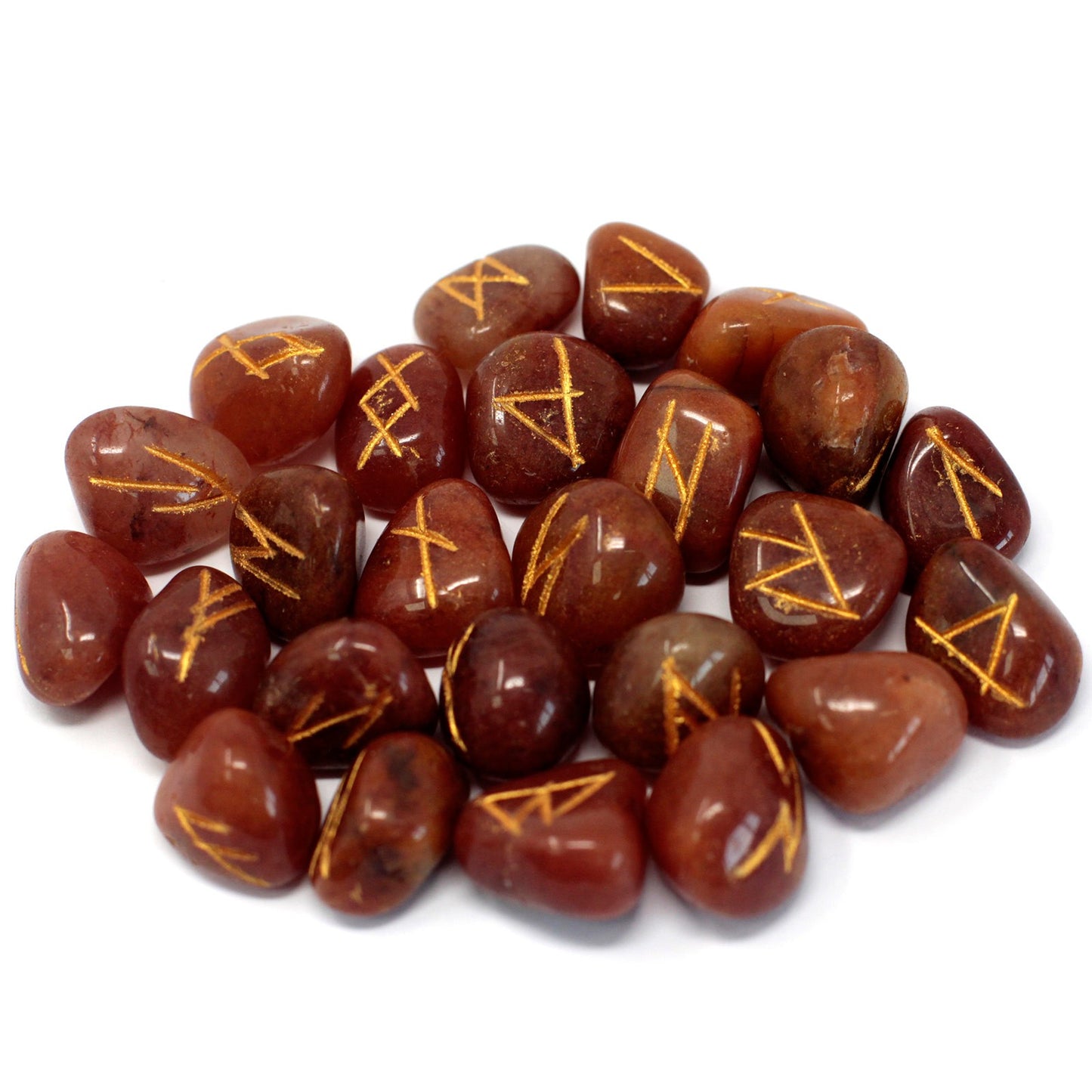 Rune Stone Set - Natural Red Aventurine Stone Runes - 25 Pieces
