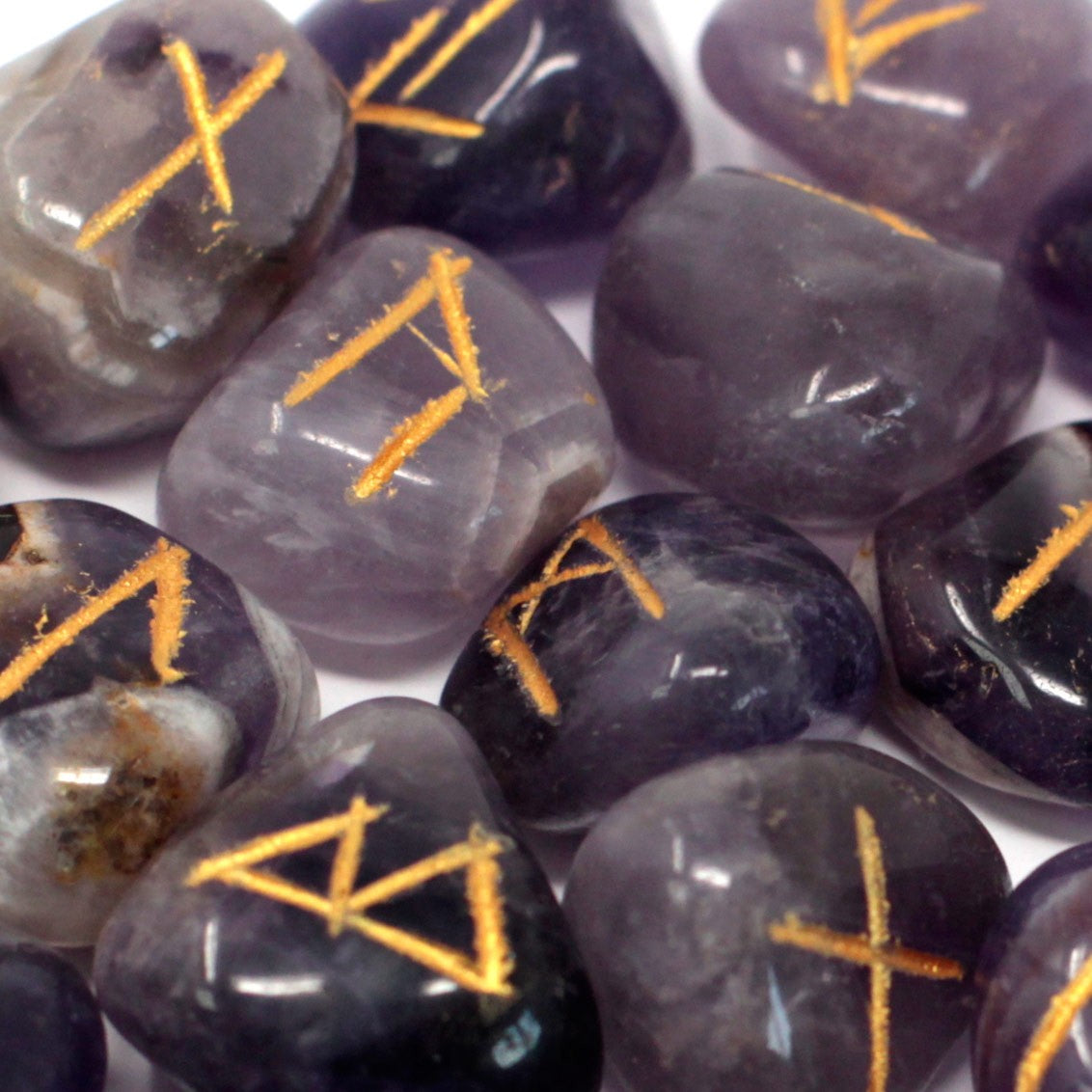 Rune Stone Set - Natural Amethyst Stone Runes - 25 Pieces